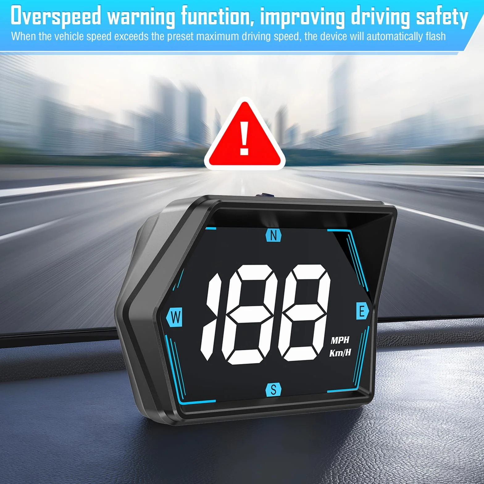 Auto Head Up Display KMH/MPH con Supporto a Ventosa, GPS Digitale Tachimetro Universale con GPS + Beidou Dual Chip