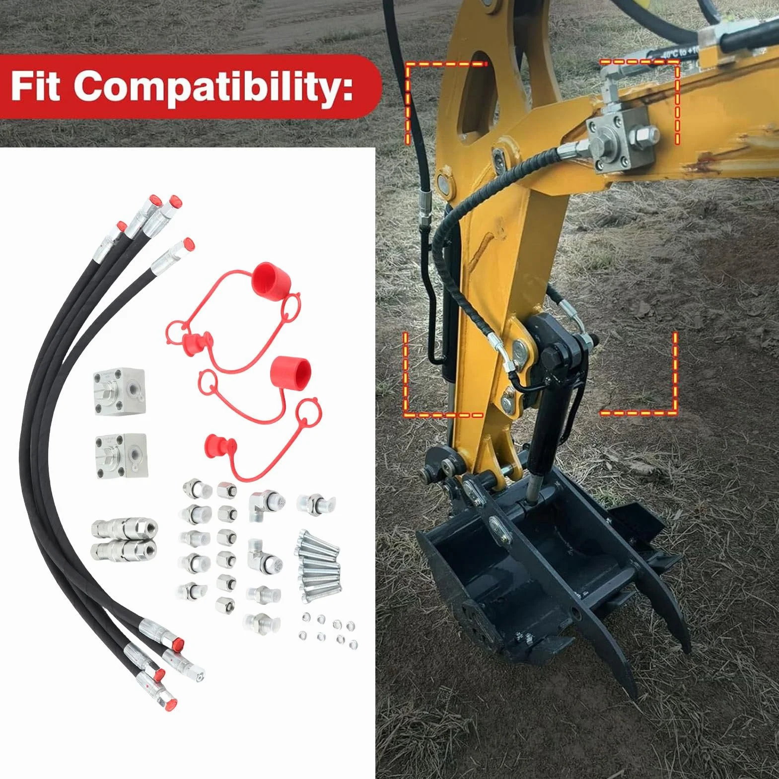 Valvola di Deflessione Idraulica 3 Percorsi 1-2 Tonnellate Mini Escavatori Cinesi 31" Tubi Connessioni Rapide Accessori