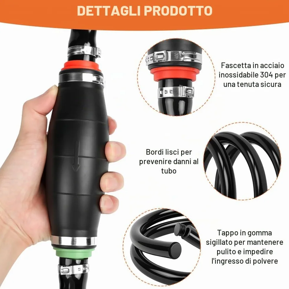 Flintronic Pompa Manuale a Sifone, Trasferimento Manuale 14mm Tubo, Portatile Pompa Travaso Gasolio, Pompa Travaso Gasolio ad Alto Flusso per Travaso Liquidi, Benzina, Olio