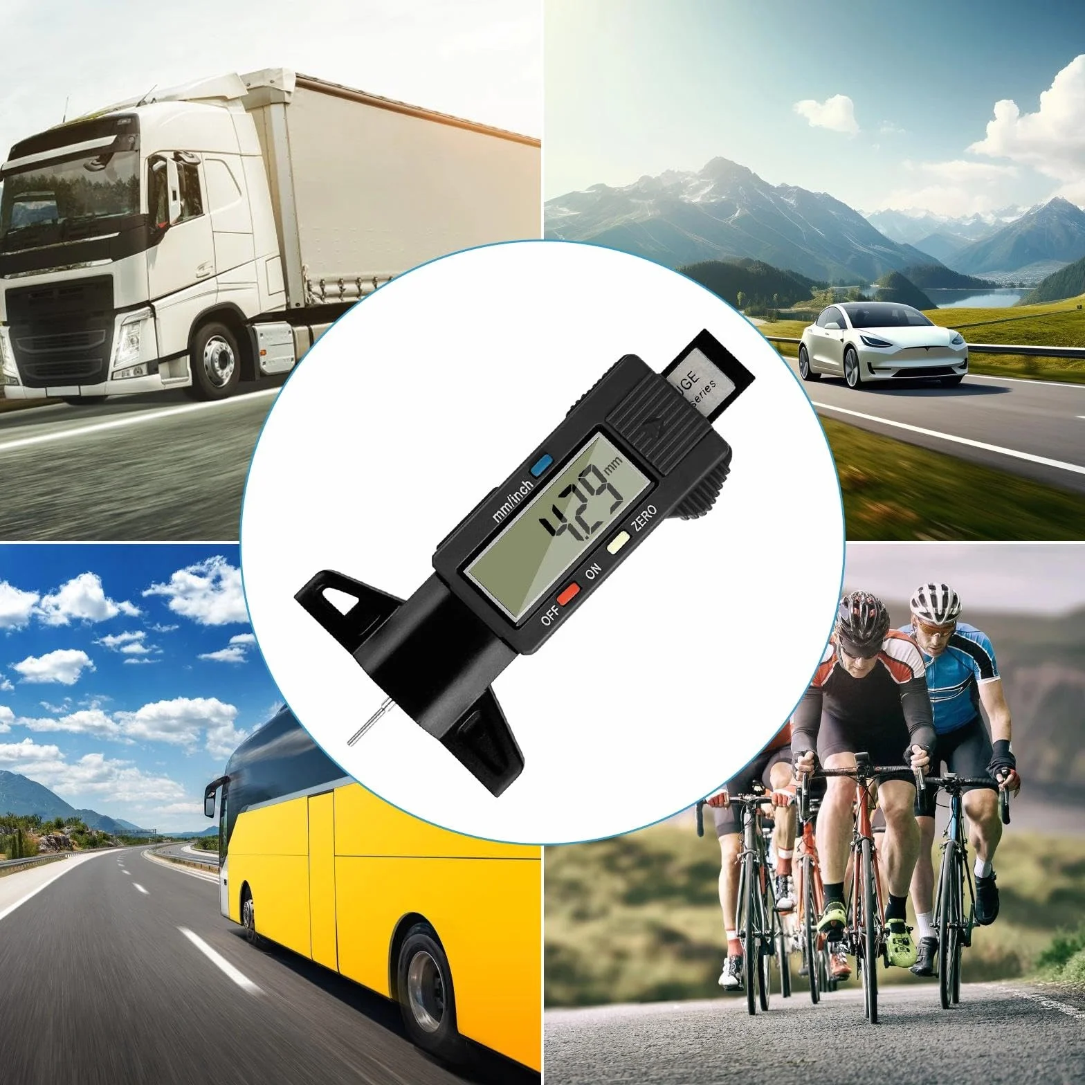 Gvolatee 2 pezzi Misuratore Battistrada Pneumatici Digitale con LCD Display, Profondimetro per Auto, Furgoni, Camion e Moto