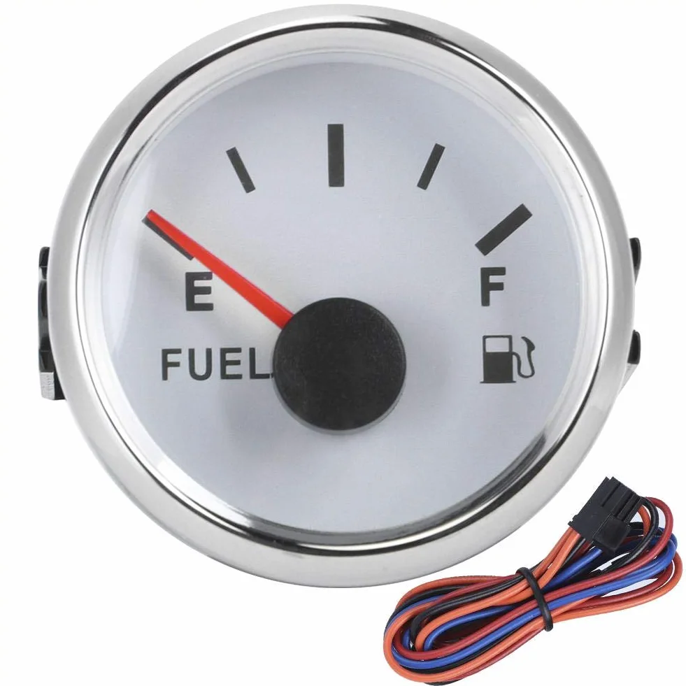 Indicatore di livello serbatoio olio 52mm 2in 0-190ohm per auto barche marine quadrante bianco