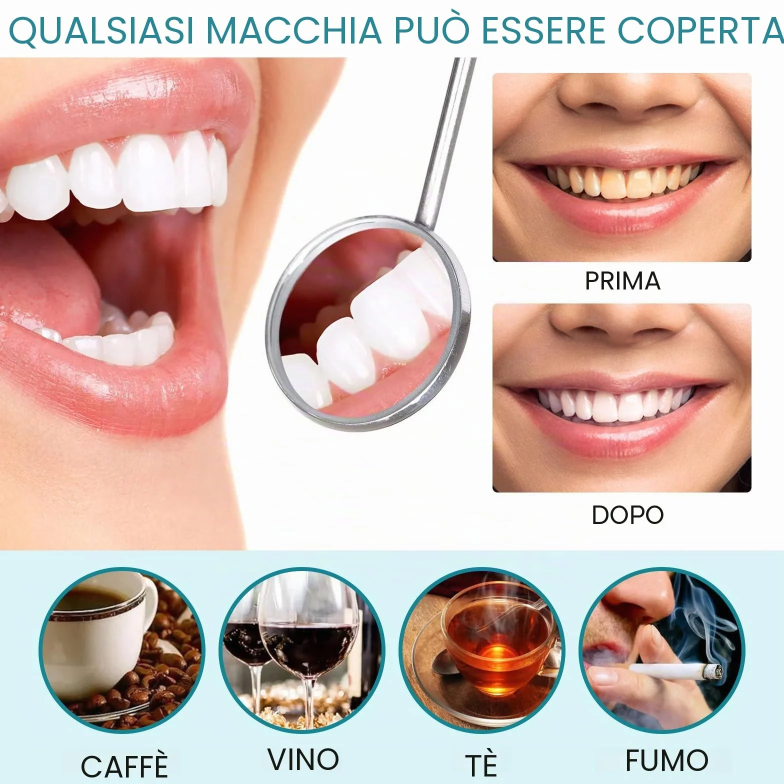 Vernice Dentale Bianca Sbiancante Per Denti Smacchiatore Sbiancamento Istantaneo Sensibilità Igiene Orale