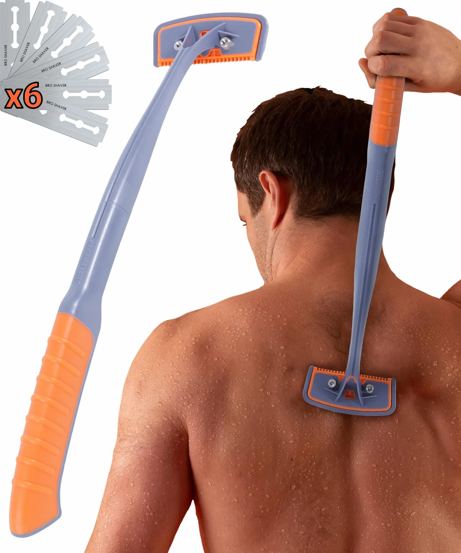BroShaver 3.0 Tagliacapelli per schiena e corpo con 6 lame - Rasatura a secco o a umido per uomo