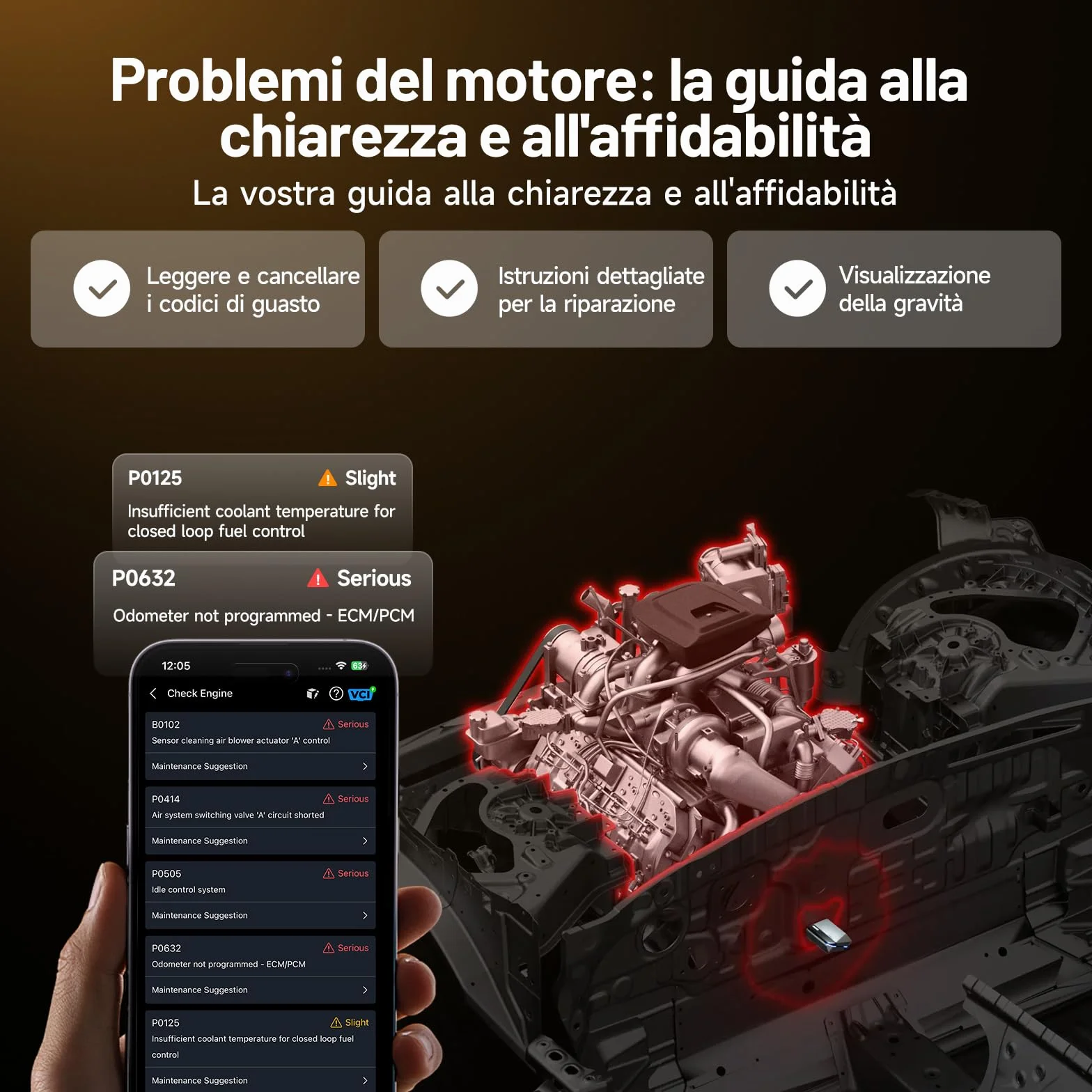 TOPDON CarPal-A OBD2 Diagnosi Auto Bluetooth Professionale Italiano, 6 Servizi Reset, AutoVIN, Ispezione Motore