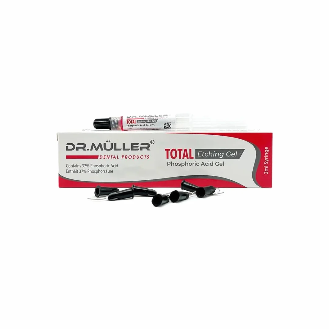 Dr. MÜLLER Total Etching Gel – Siringa da 2 ml – Gel rosso per mordenzatura di smalto e dentina