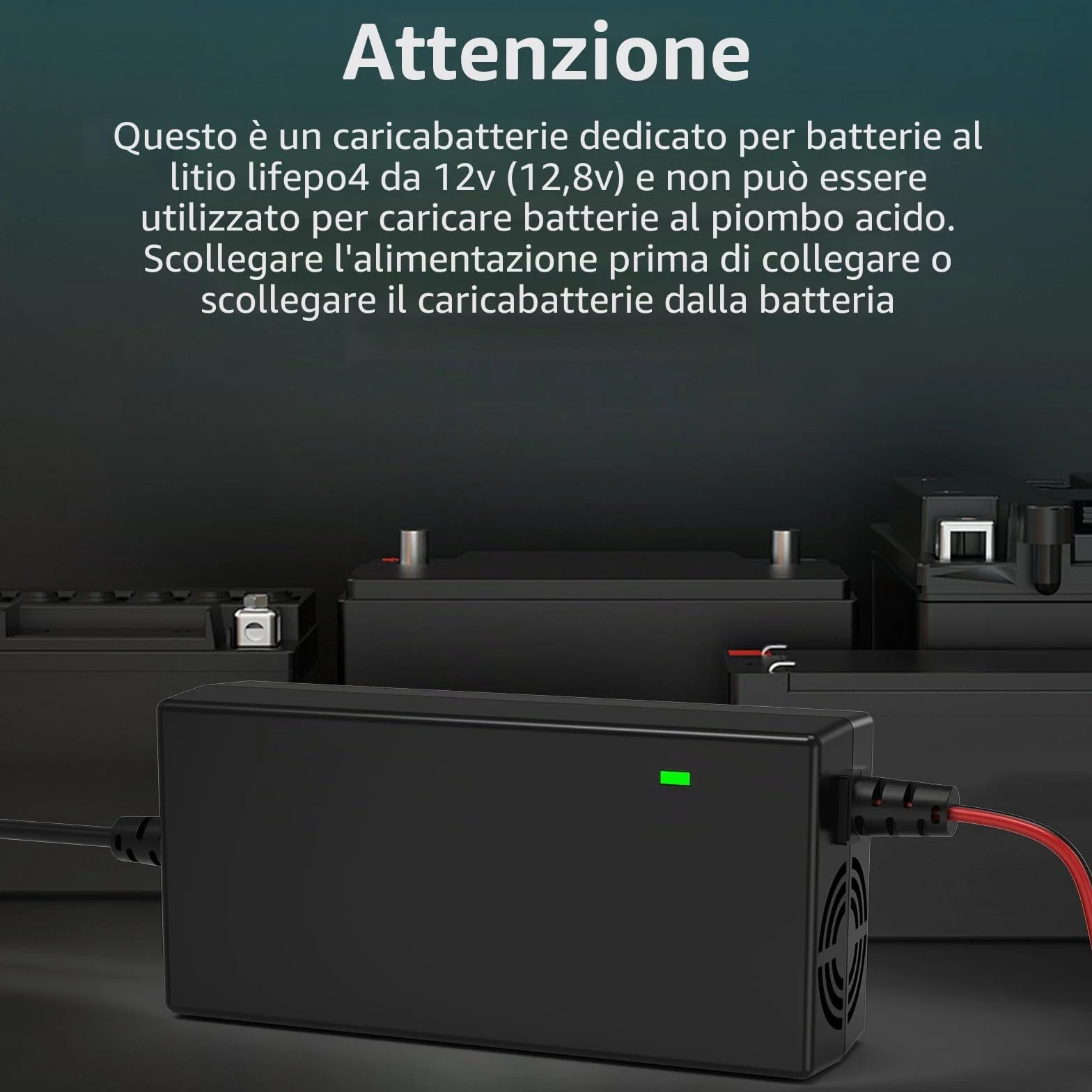 ASUNCELL 14,6 V/10 A LiFePO4 Caricabatteria da auto, caricabatteria da auto da 6 V e 12 V piombo fino a 120 Ah e 12,8 V litio, batterie al litio-ferro-fosfato