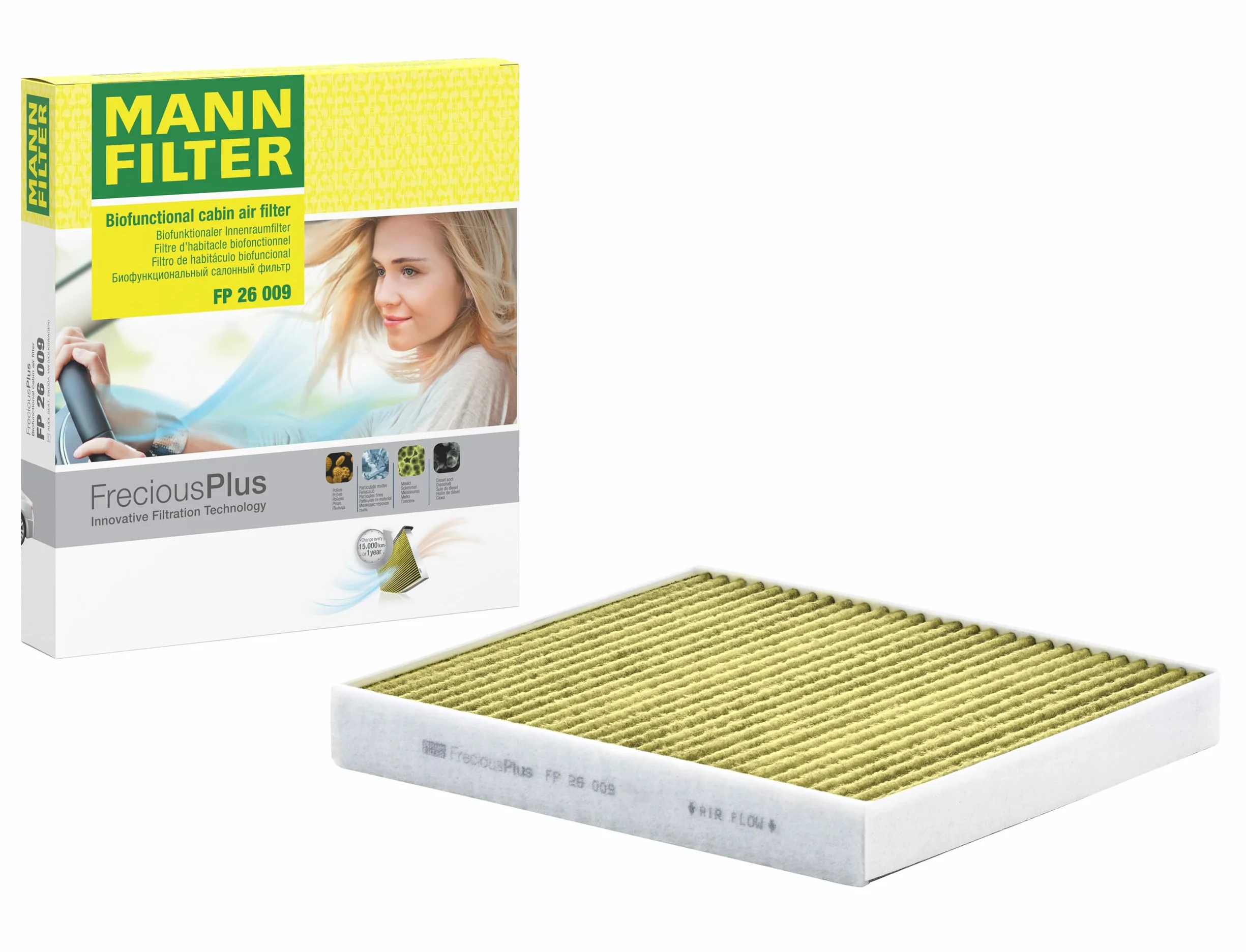 MANN-FILTER FP 26 009 Filtro aria cabina FreciousPlus Antipolline Biofunzionale