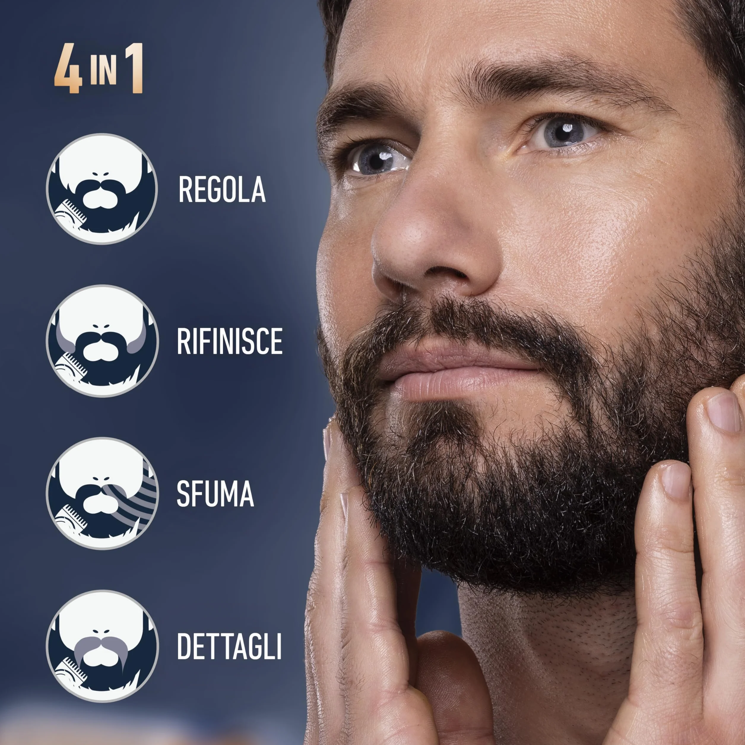 King C. Gillette Rasoio Elettrico Barba Pro MAX, Regolabarba Uomo Senza Fili, 40 Impostazioni, 4 Pettini, Base Ricarica