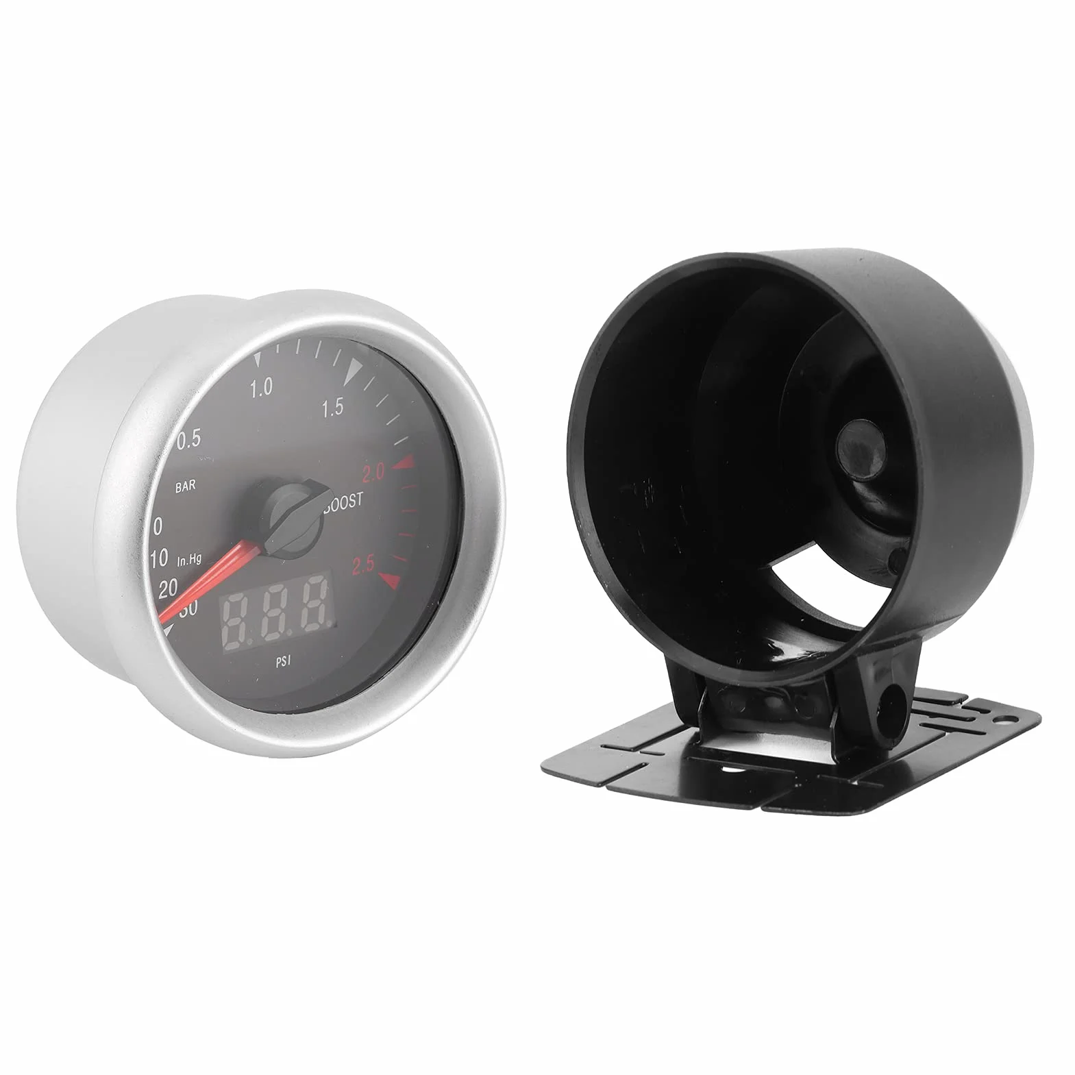 aqxreight - Manometro Turbo, 60 Mm / 2,5 Pollici 12V Indicatore Turbo Boost per Auto LED Universale -30-2,5 BAR Controllo Indicatore LED