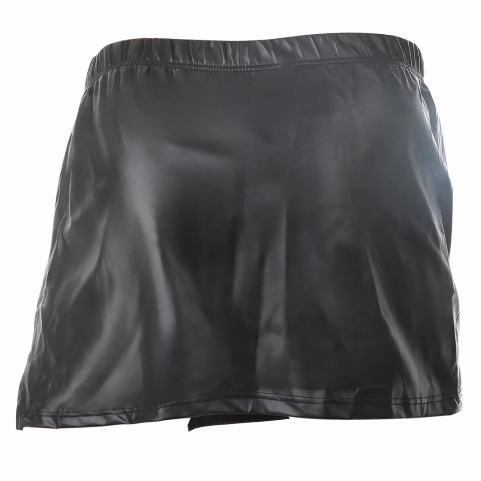 Gonna uomo pelle sintetica spacco laterale aderente vita bassa elastica sexy San Valentino