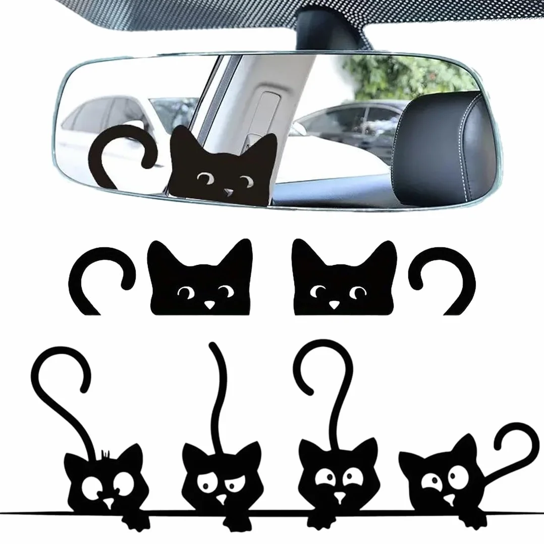 3 Pezzi Adesivi per Auto Che sbirciano Gatto, Che guardano Impermeabili, Riflettenti, Divertenti, Decalcomanie e Autoadesivi, per paraurti, per finestrini dell'auto,Moto,Laptop (Nero)
