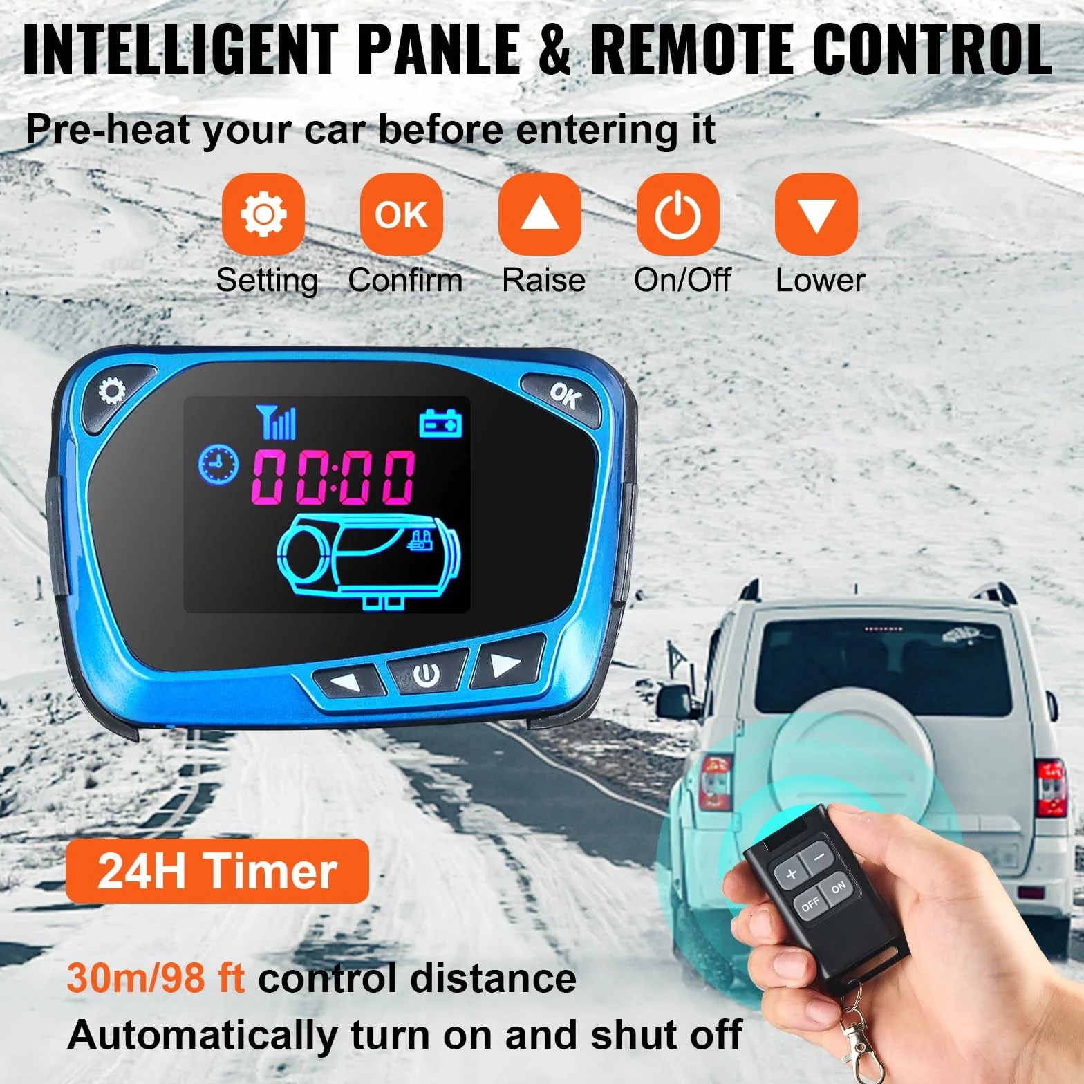 VEVOR Riscaldatore d’aria Diesel 12V 8KW Riscaldamento Autonomo Uscita Aria LCD Blu