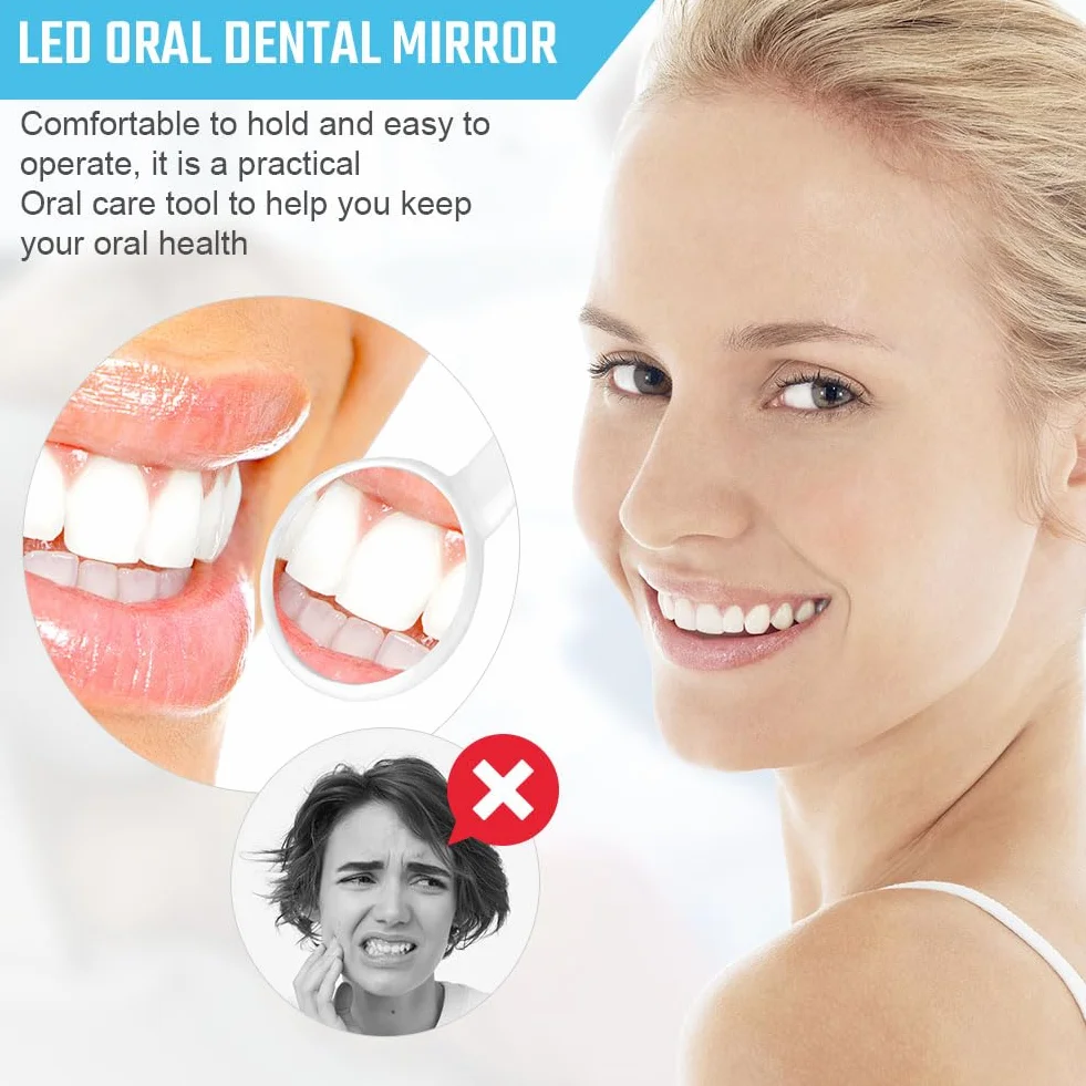 ACWOO Specchio Dentale con Luce Antiappannamento, 2PCS Specchi per Cura Orale