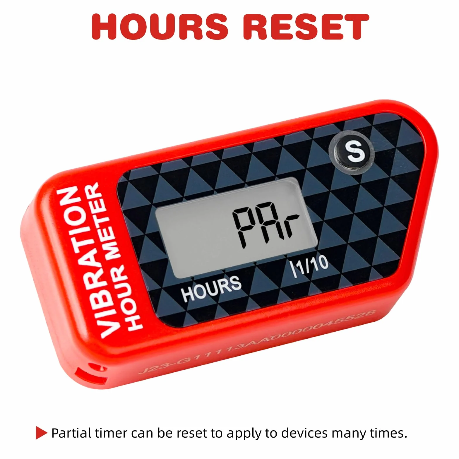 Senza fili Misuratore di ore Azzerabile Digitale Timer manutenzione Impermeabile per Tosaerba Motosega Moto (red)