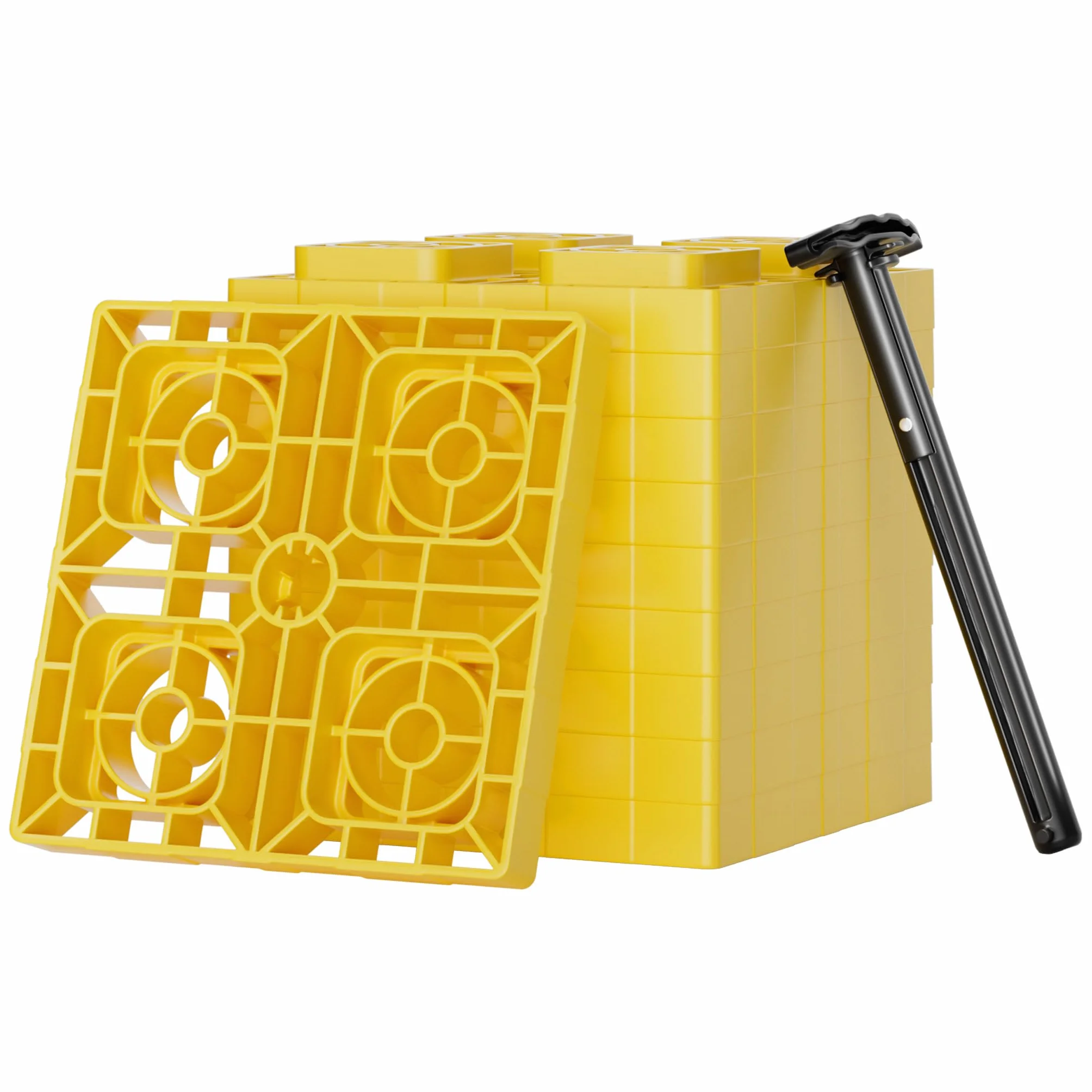 Wiltec Piastre di appoggio, Set 10 pedane di livellamento, Portata 13,5 t, impilabili, Altezza 11,4 cm, per Camper