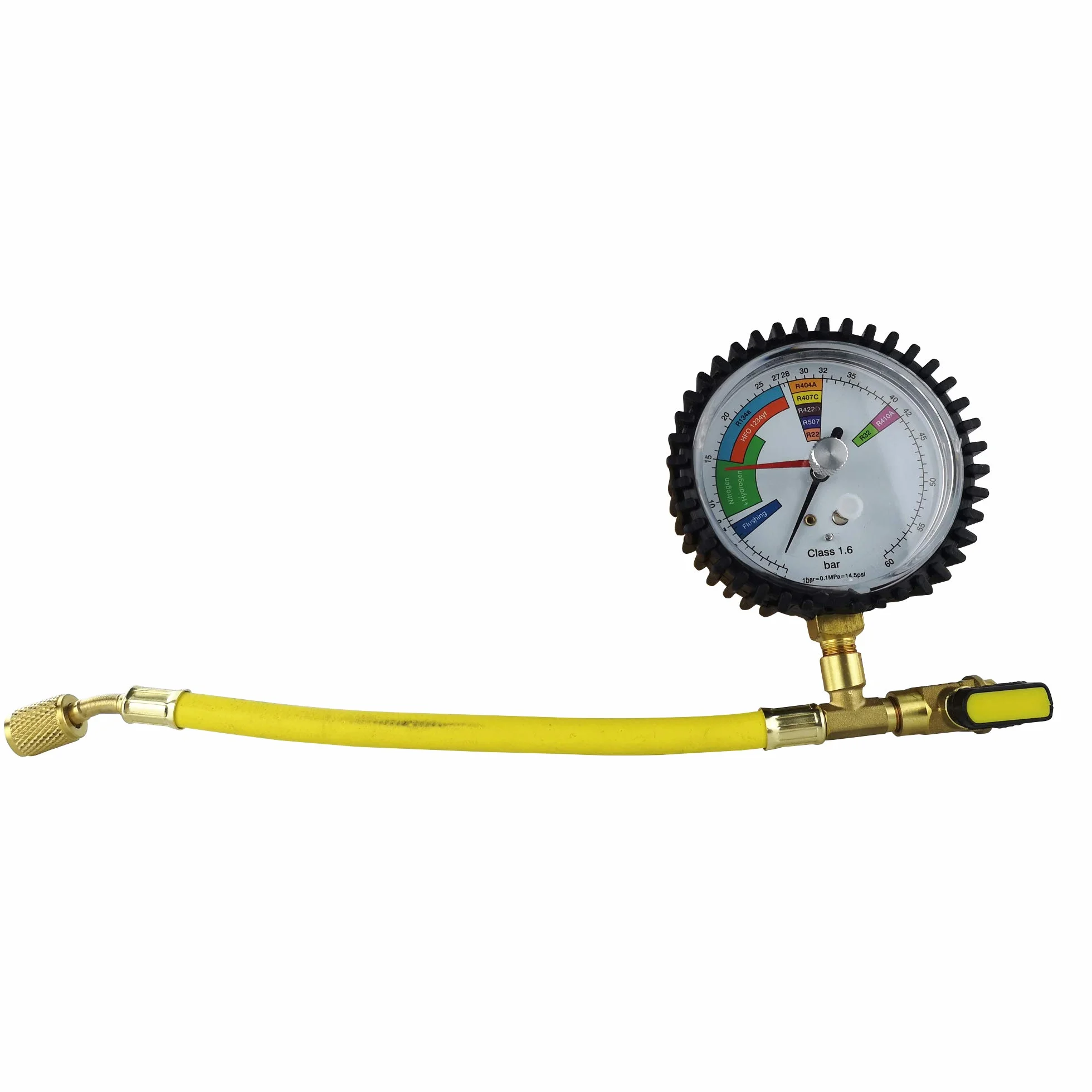 Manometro per azoto refrigerante R134a R1234yf R22 R507 R422D R404A R407C SAE 1/4" valvola a sfera