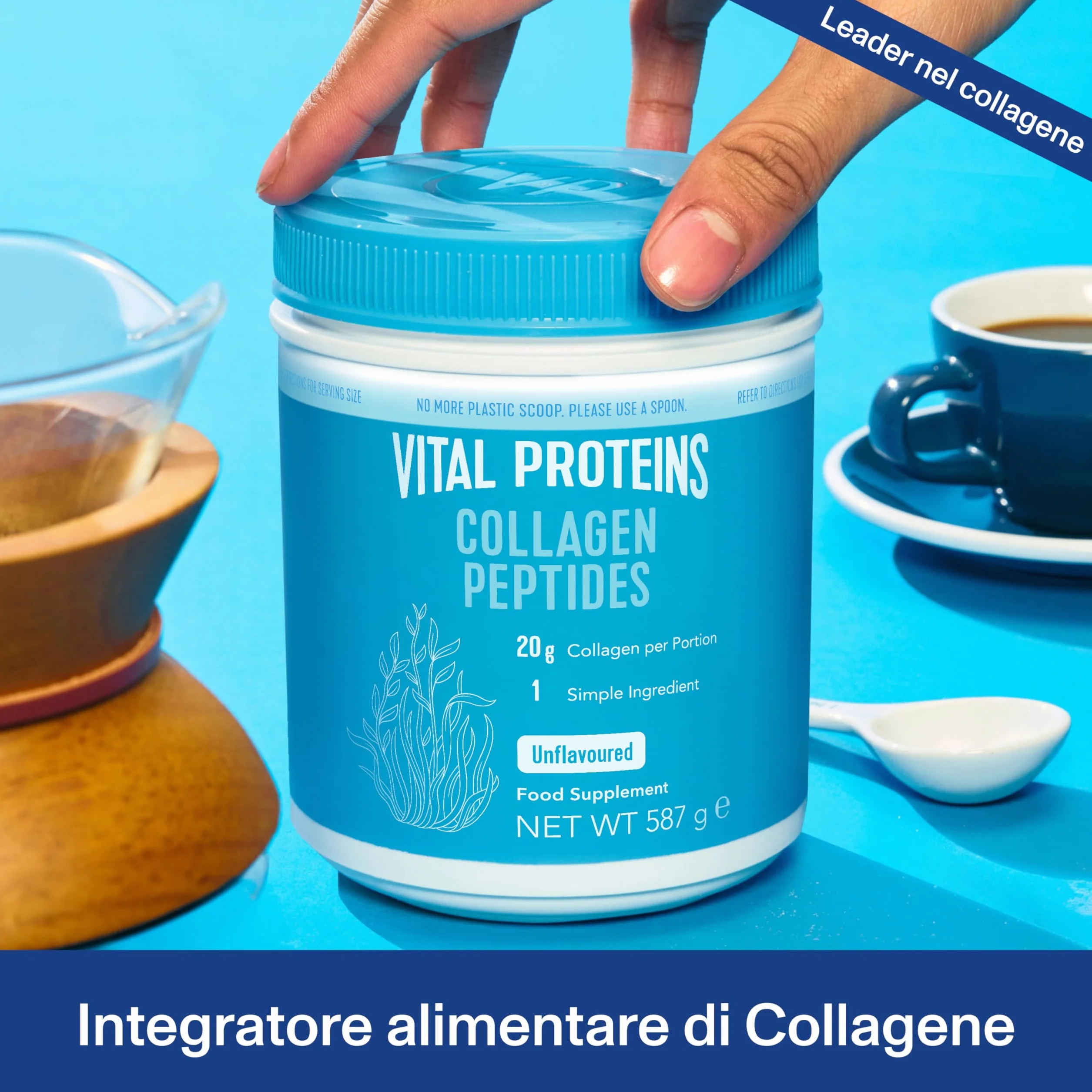 Vital Proteins Collagen Peptides integratore collagene idrolizzato in polvere inodore insapore 20g peptidi collagene bovino 587g