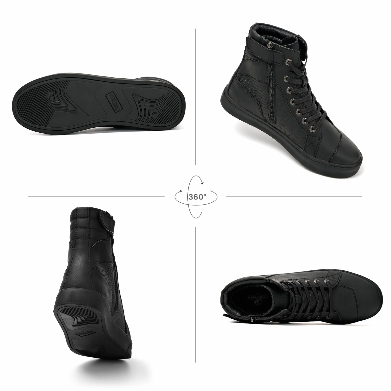 Scarpe da Moto in Pelle da Uomo, Stivali da Moto retrò, Scarpe da Ginnastica da Moto Traspiranti Casual, Cerniera del Cambio, Suola Antiscivolo Marrone 40-46