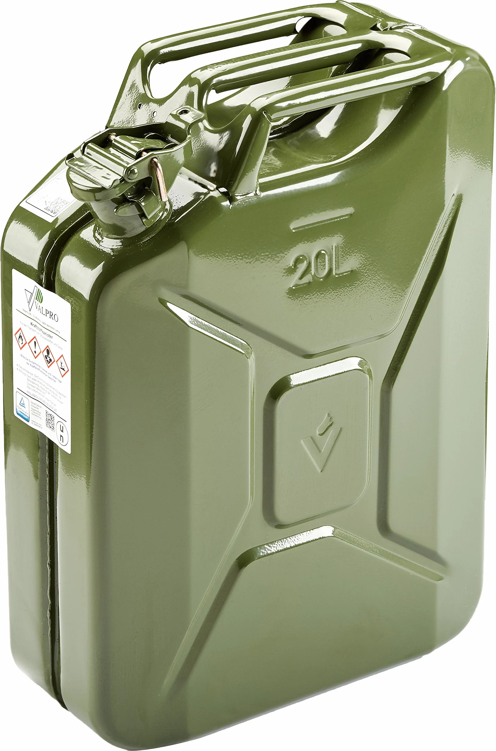 Tanica per Benzina stahlbl. 20L Certificazione TÜV GS + Un-pressato. Colore: Verde Oliva