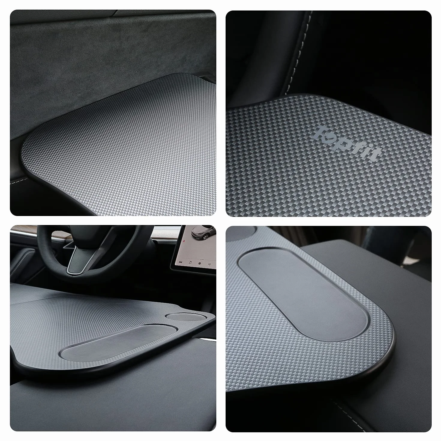 Tavolo da lavoro pieghevole per computer portatile per Tesla Model 3 Model Y Accessori per volante in fibra di carbonio