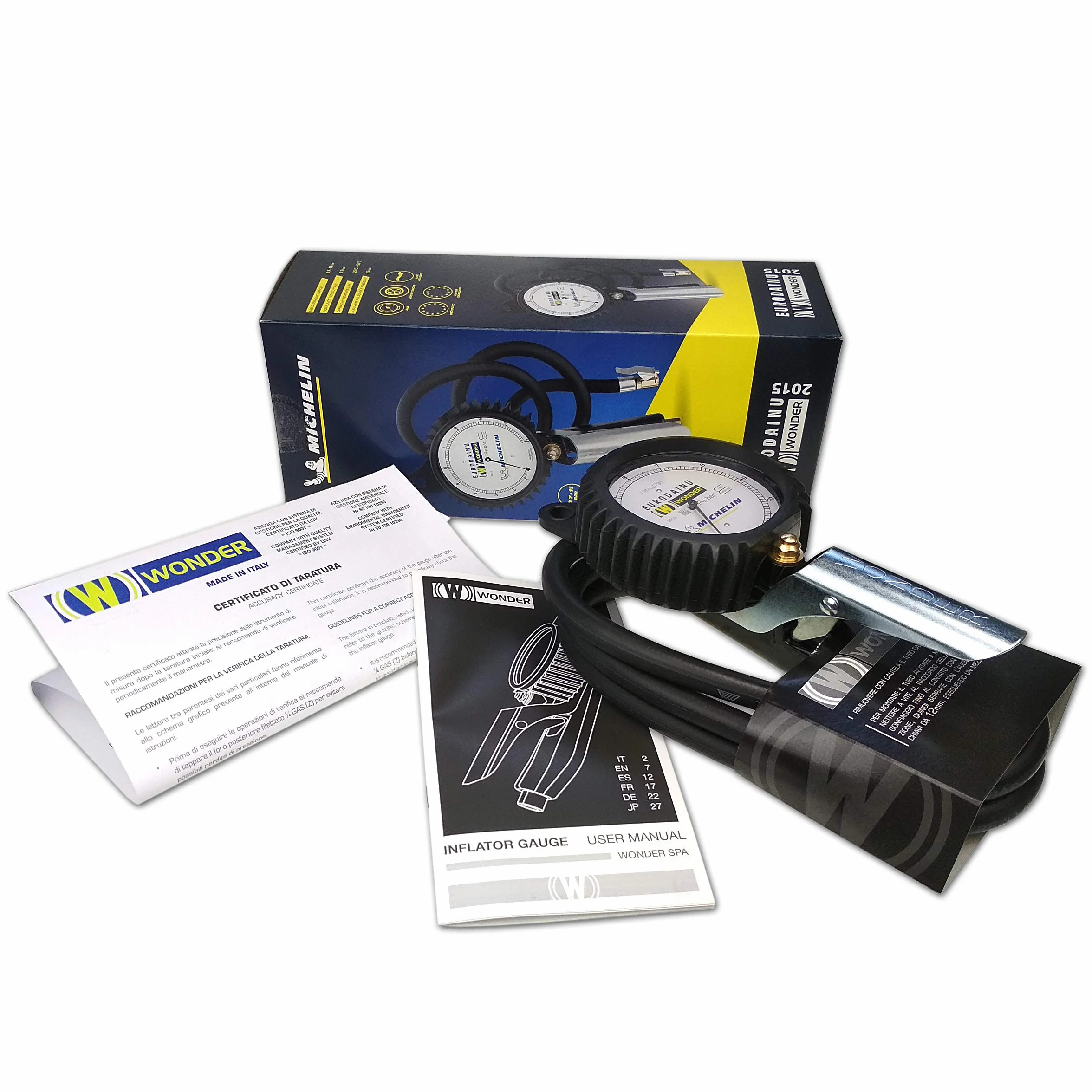 MICHELIN Pistola di Gonfiaggio Professionale 0,7-11 Bar Manometro Ø80MM Tubo 1,5MT