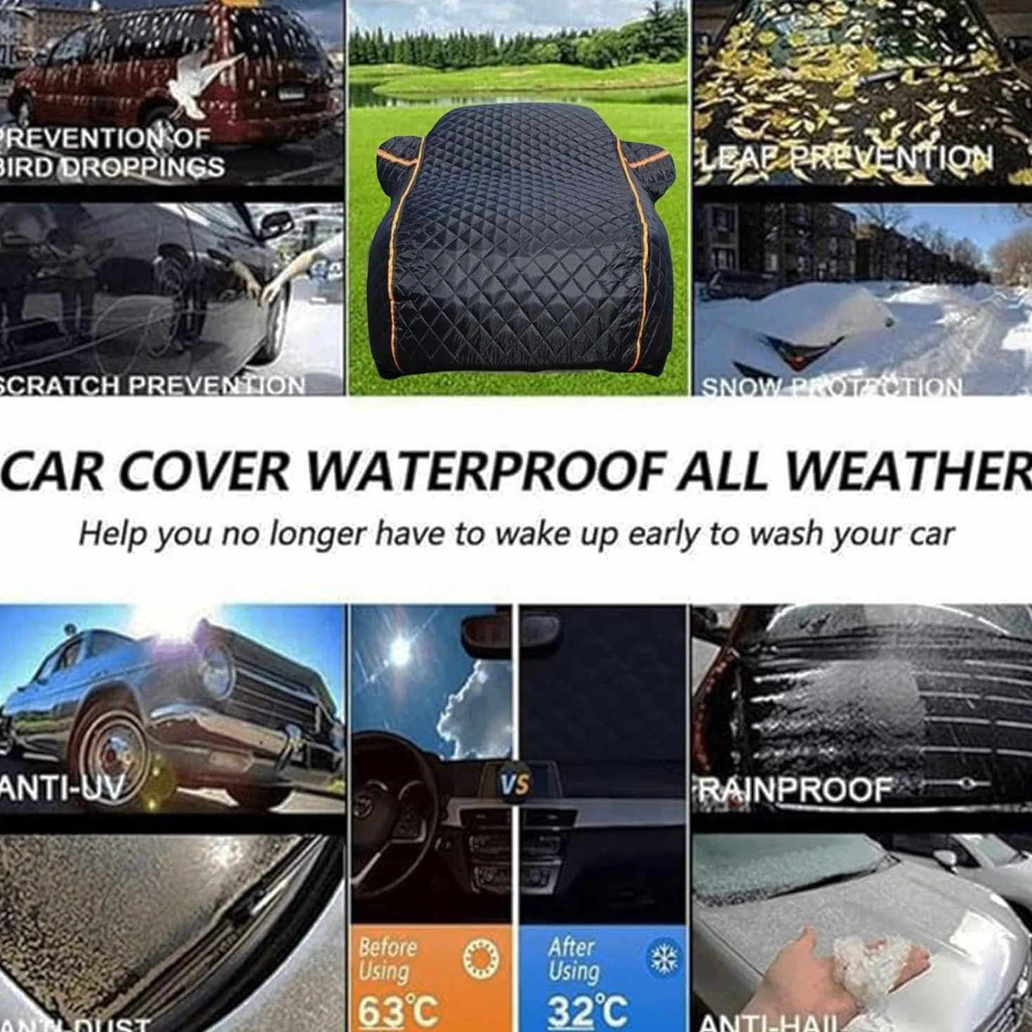 Telo Copriauto Antigrandine per Volkswagen T-Roc (2017-2026),Telo Auto Anti Grandine Per Esterno Protettiva Tutte Le Stagioni Protezione Dalla Pioggia E Dal Sole Graffi, Polvere