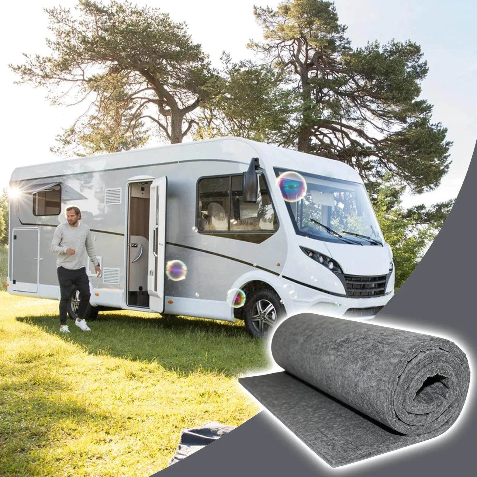 Automotive Sound Deadening Mat - Noise Insulation Sheet for Vehicle Interior Panels | Butyl Rubber with Aluminum Foil Layer, Cuttable Vibration Dampening Pad for Door Roof Floor Truck Van SUV RV