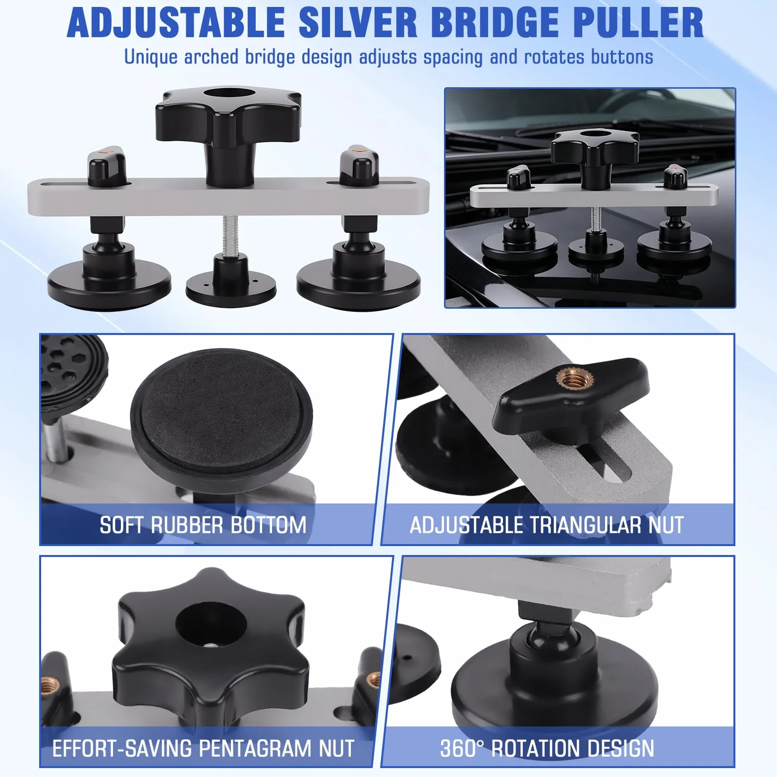 Tirabolli per Carrozzeria Auto, 78Pcs Kit Levabolli Auto, Kit Tirabolli per Carrozzeria, Kit Estrattore a Ponte Estrattore a Martello per Ammaccature, per Auto Rimozione Ammaccature su Veicoli/Portier