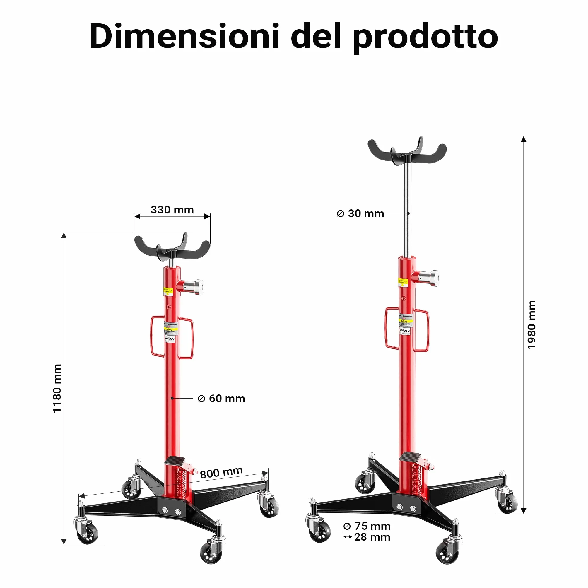 Sollevatore da fossa idraulico carichi fino a 500kg sollevamento da 110 a 195cm Jack di trasmissione