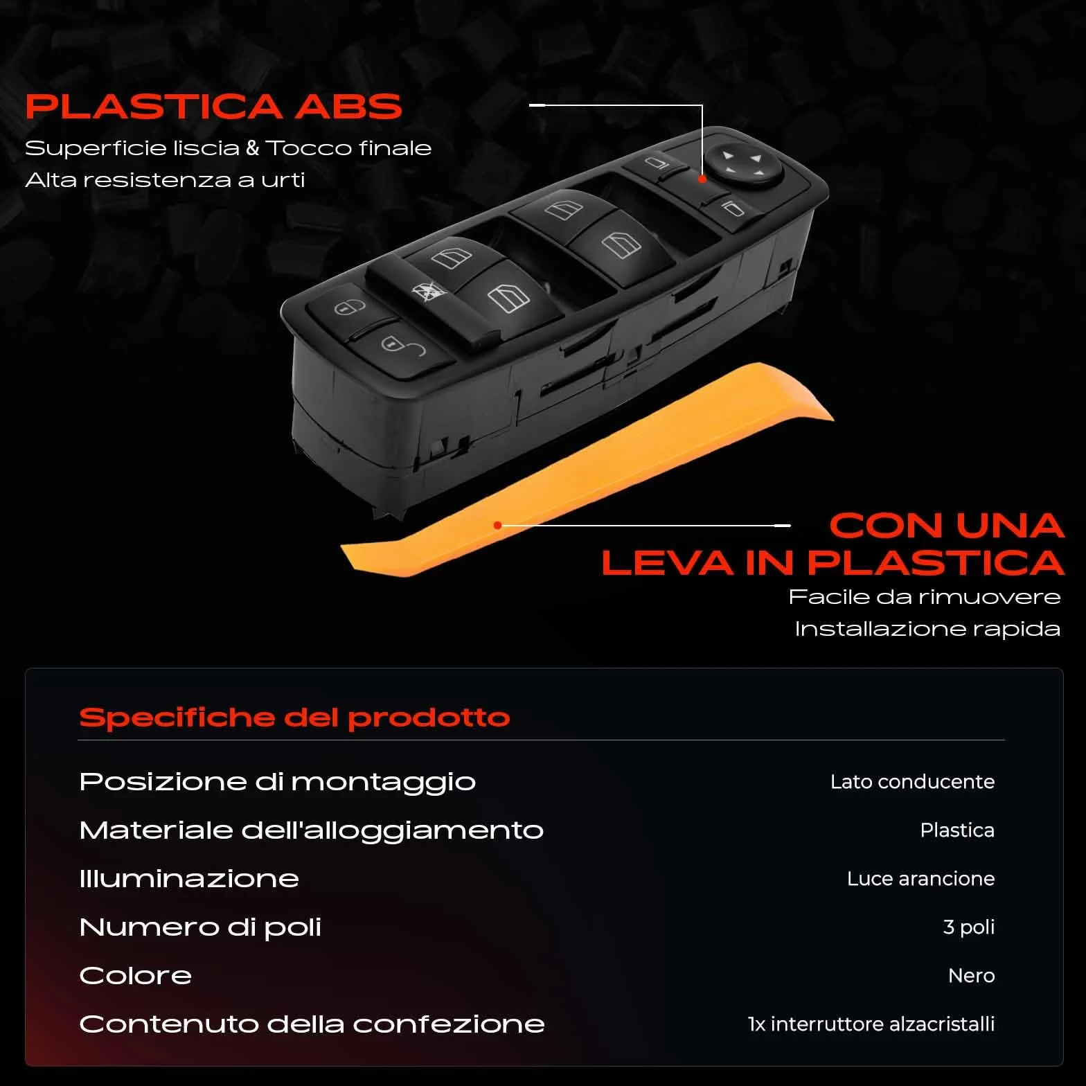 Frankberg Interruttori alzacristalli Anteriore sinistro Compatibile con B-Class W245 Classe A W169 Replace# 16982066109174