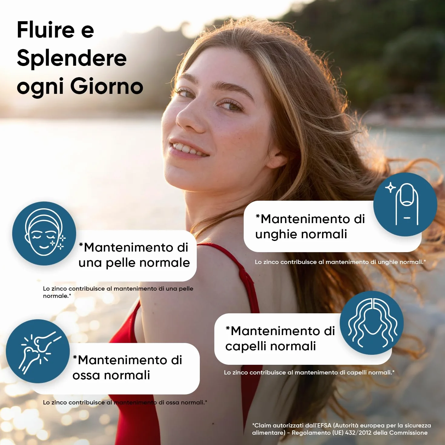 Collagene Marino con Acido Ialuronico, Peptidi, Vitamina C, Coenzima Q10, Zinco, 1200mg