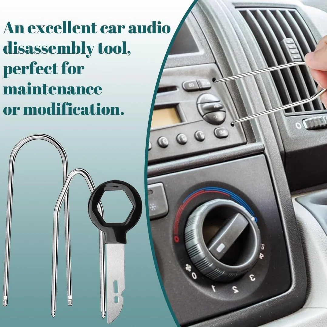 Kit Smontaggio Autoradio Acciaio Inossidabile 6 Pezzi, Strumento di Rimozione Autoradio