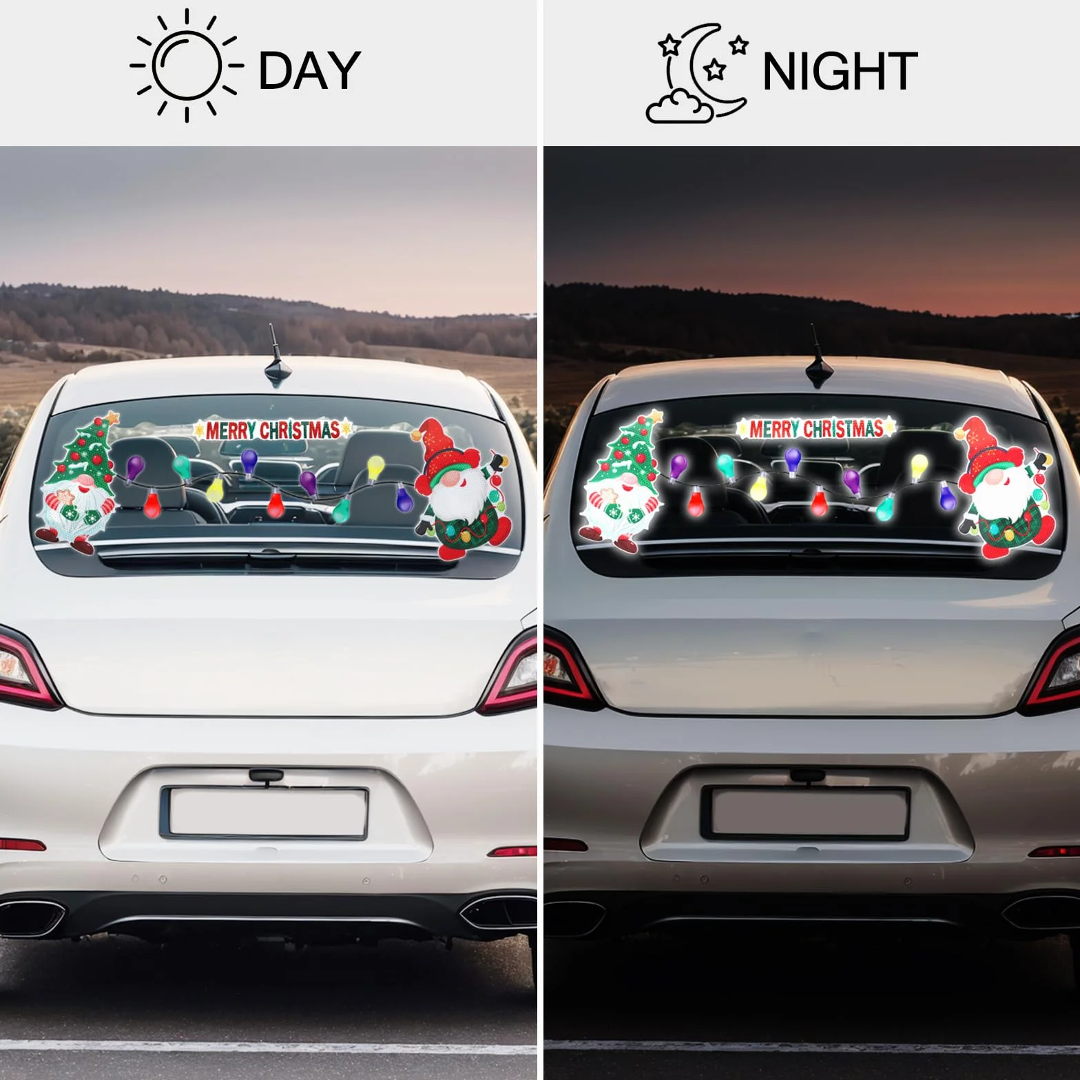 Magneti Adesivi Decorazioni di Natale per Auto 23Pcs Riflettenti Adesivo Lampada