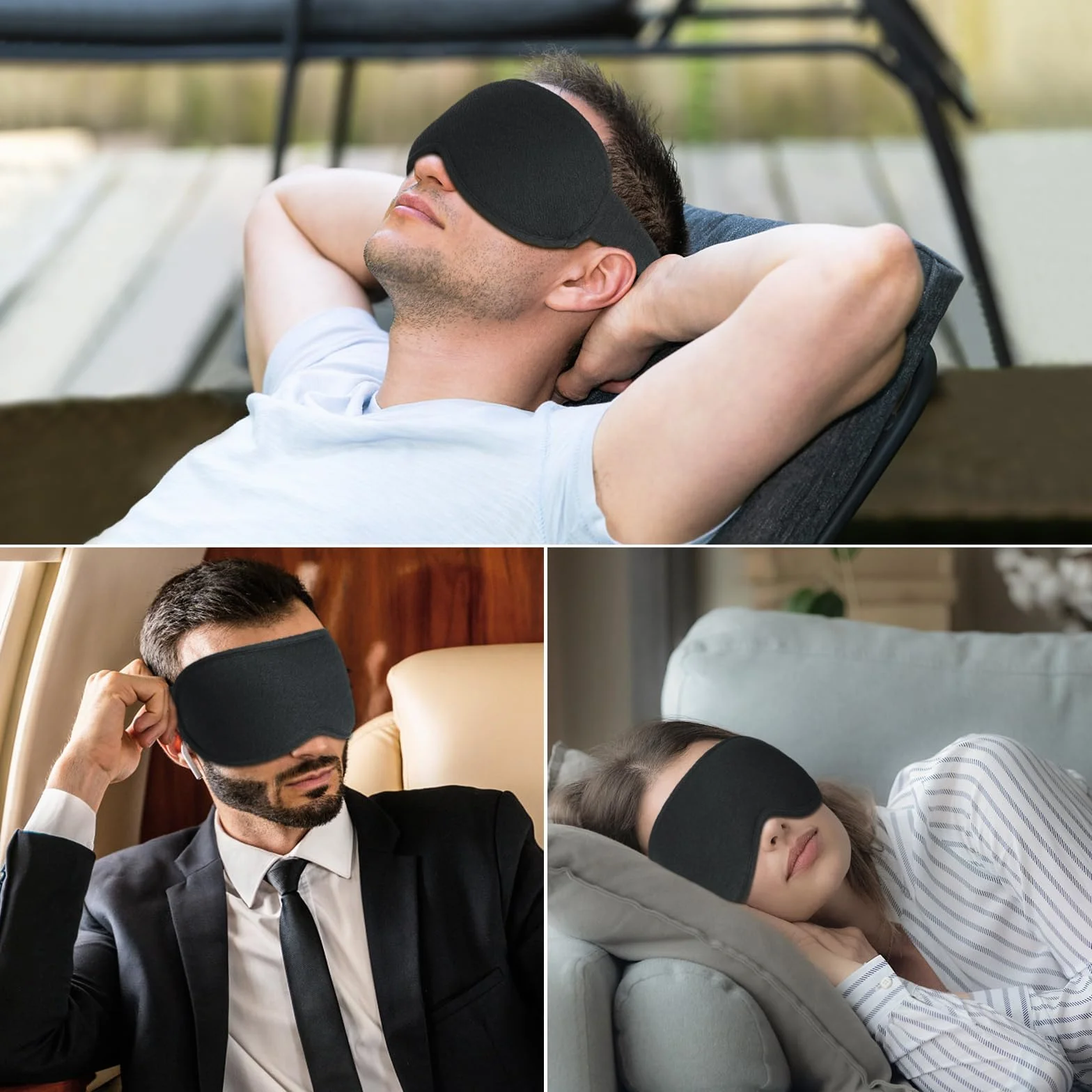 Gritin Mascherina per Dormire 3D, Maschera Occhi Blocca Luce, Pressione Zero, Morbida