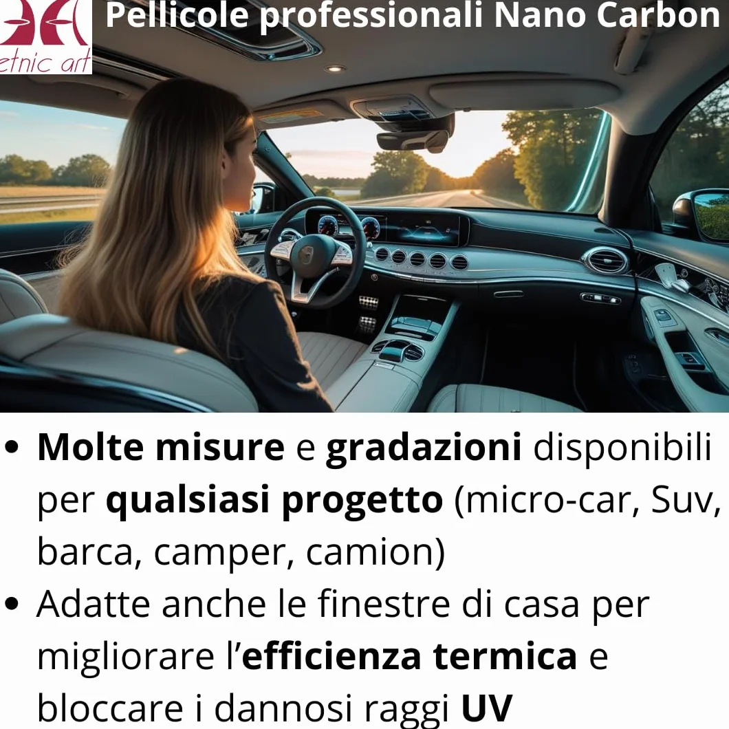 Pellicola Oscurante Vetri Auto Nano-carbon Qualità Professionale Misure GRANDI PICCOLE Antigraffio Parasole Antiriflesso Termoformante Adesiva Finestrini Casa (5%-BLACK, 30 X 120 CM)