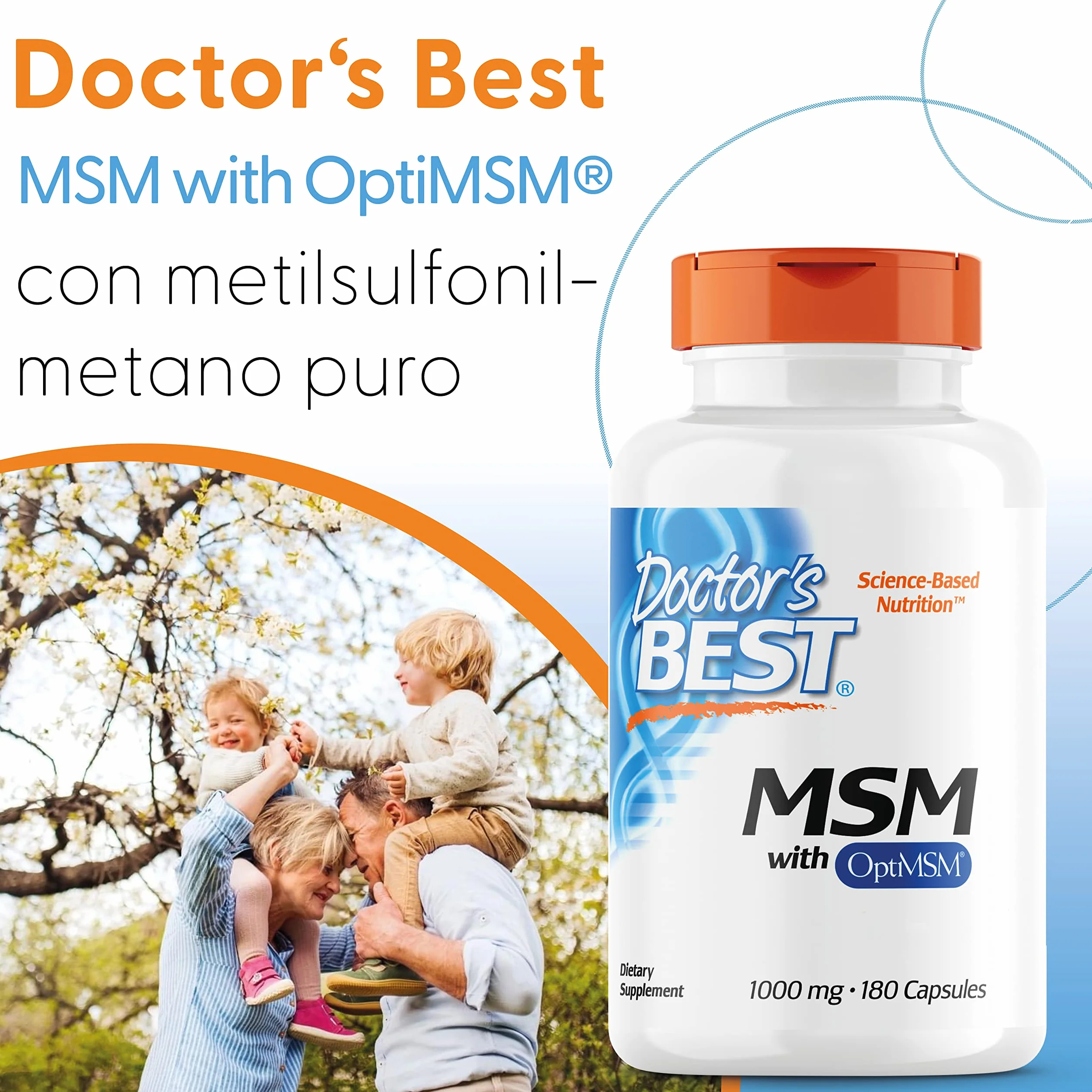 Doctor's Best MSM con OptiMSM 1.000mg 180 Capsule Zolfo Naturale