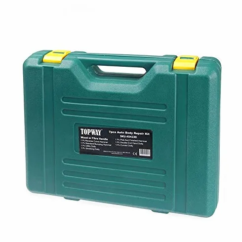TOPWAY 7 Pezzi kit attrezzi da officina riparazione carrozzeria auto con manici in fibra di vetro, Professionale kit di martelli e tassi per carrozziere 454230