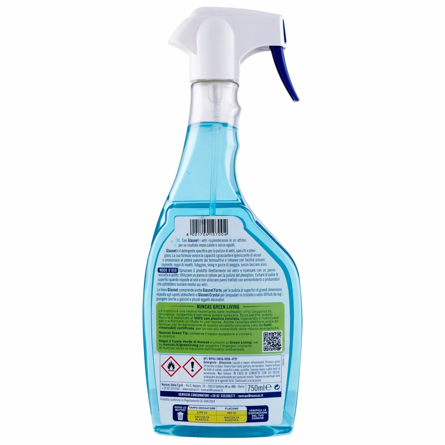 Nuncas Glasnet Detergente Vetri e Specchi 750ml