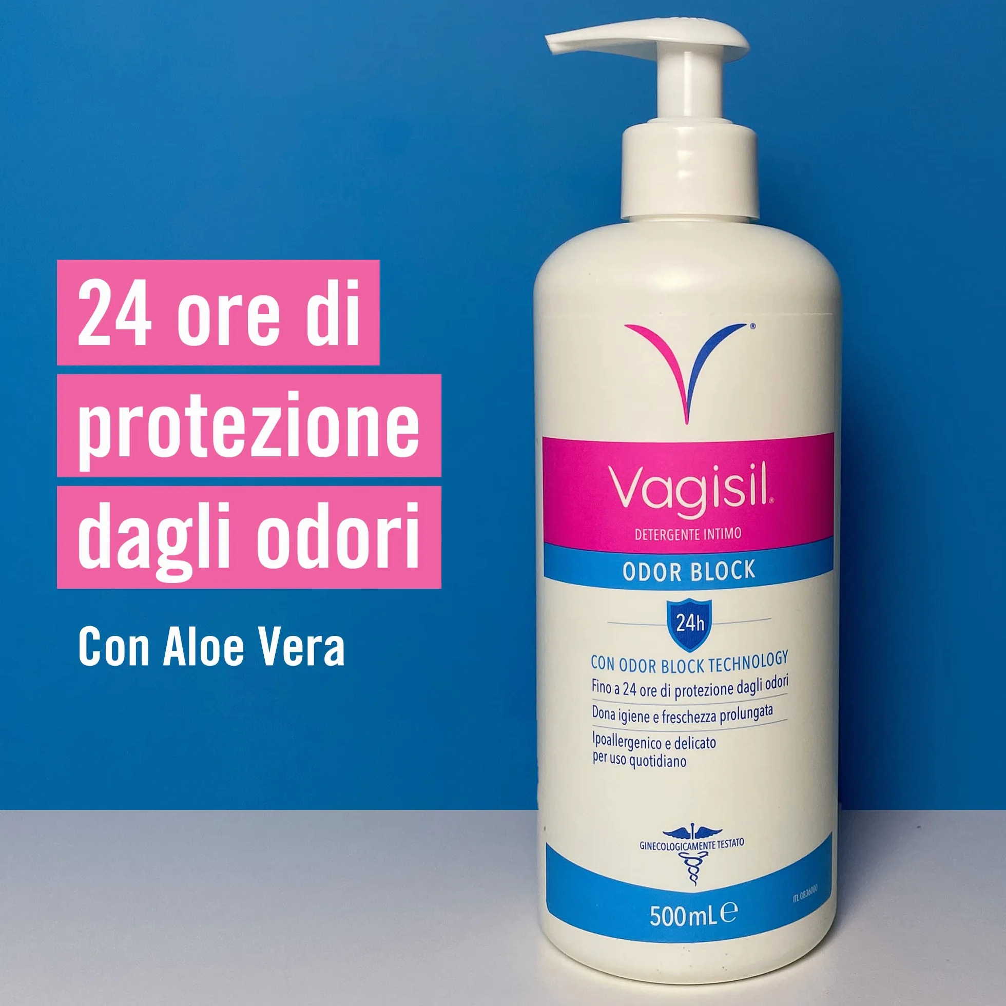 Vagisil Detergente Intimo Rinfrescante Donna Odor Block, Igiene Intima Quotidiana, Freschezza Quotidiana, Aloe Vera, 500 ml