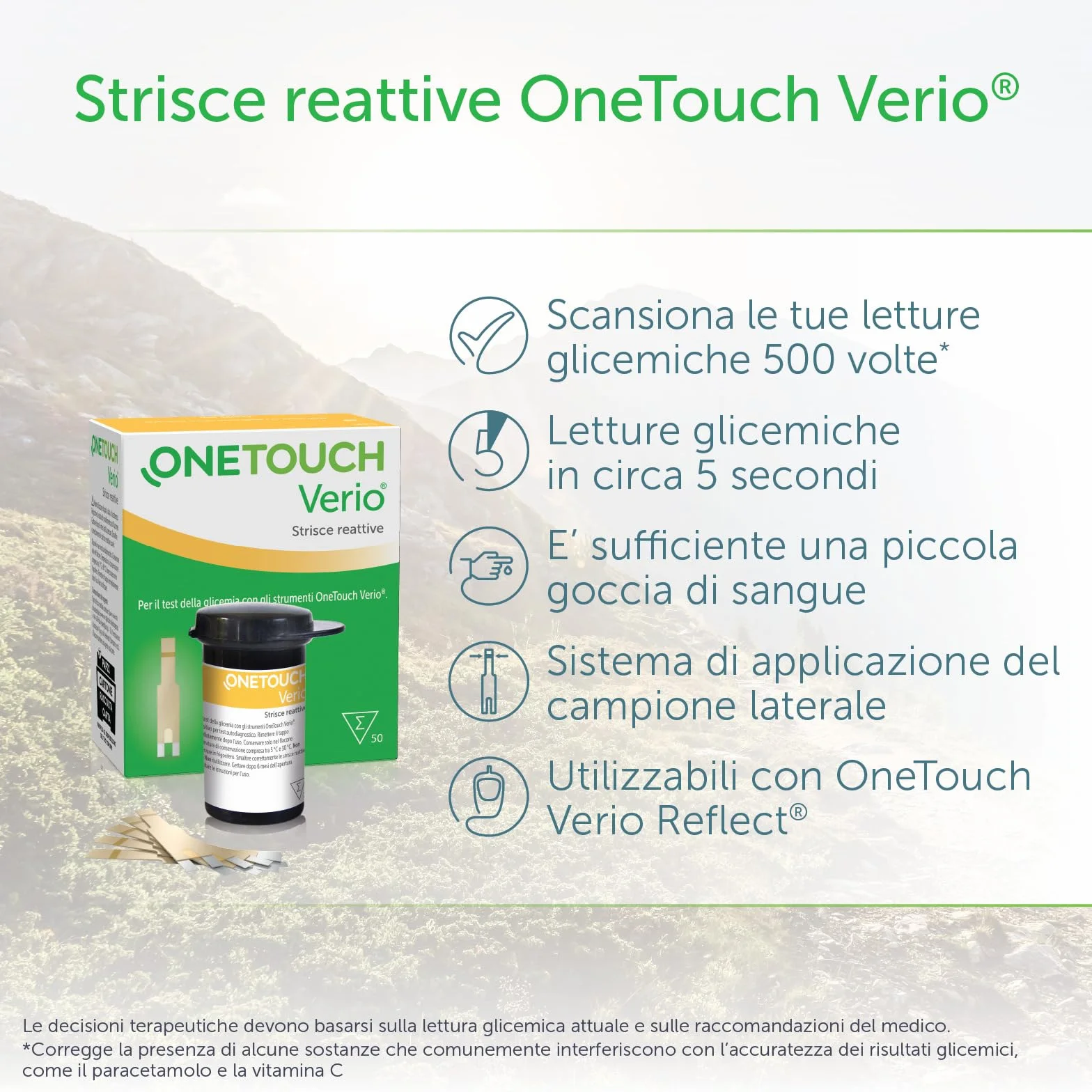 OneTouch Verio Strisce reattive per 50 test glicemici