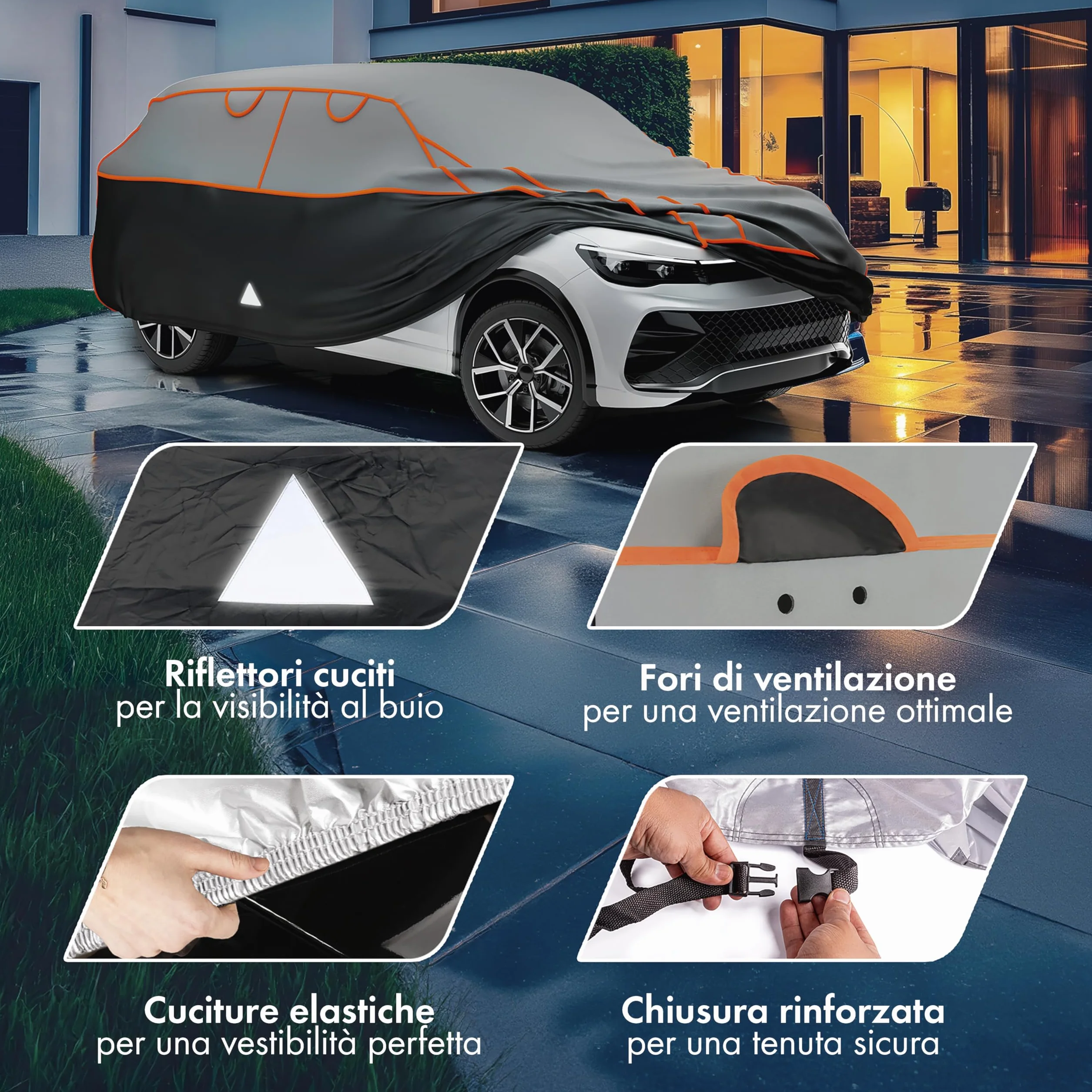 WALSER Perma Protect telo antigrandine per auto Misura 3, copertura certificata TÜV Austria, idrorepellente