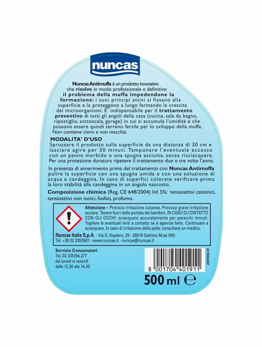 Nuncas Antimuffa Detergente Spray 500ml