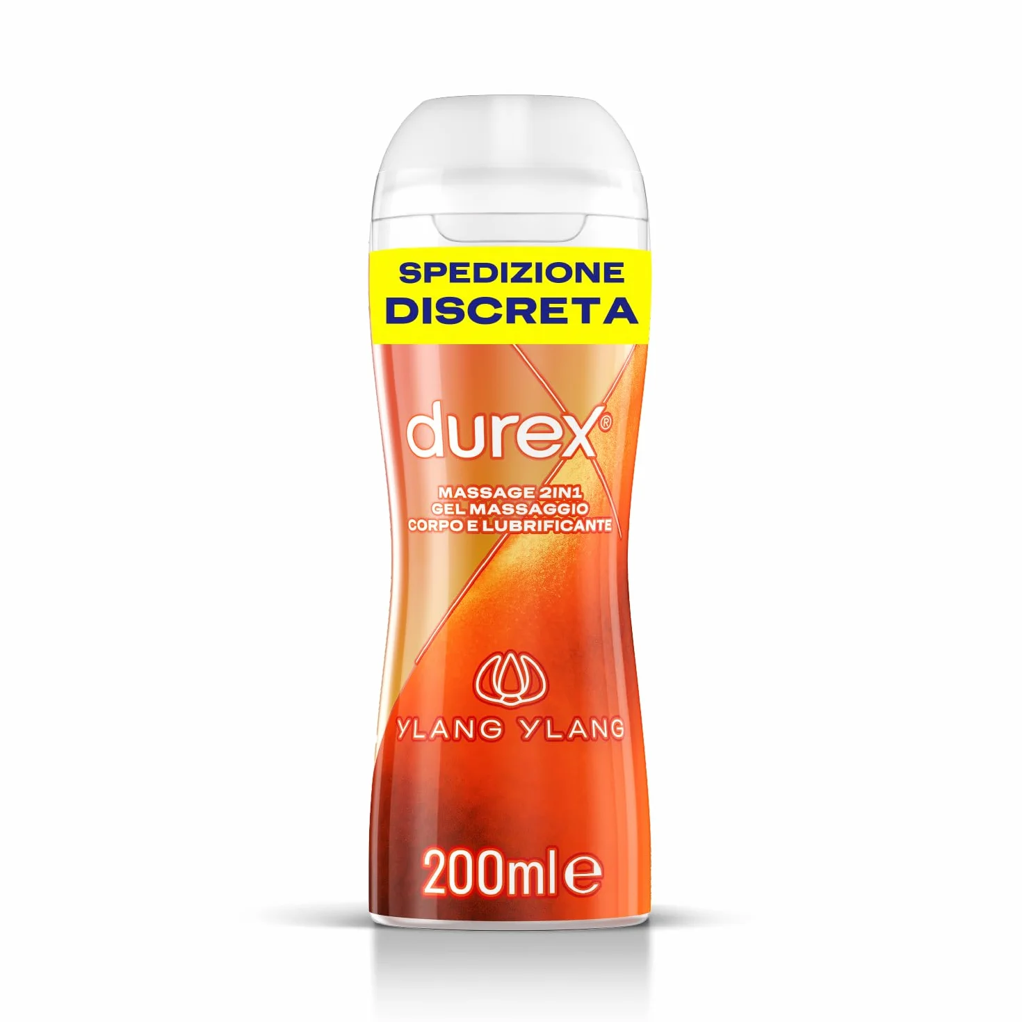 Durex Massage 2 in 1 Gel Lubrificante Intimo a Base Acqua e Gel per Massaggi con Ylang Ylang 200 ml