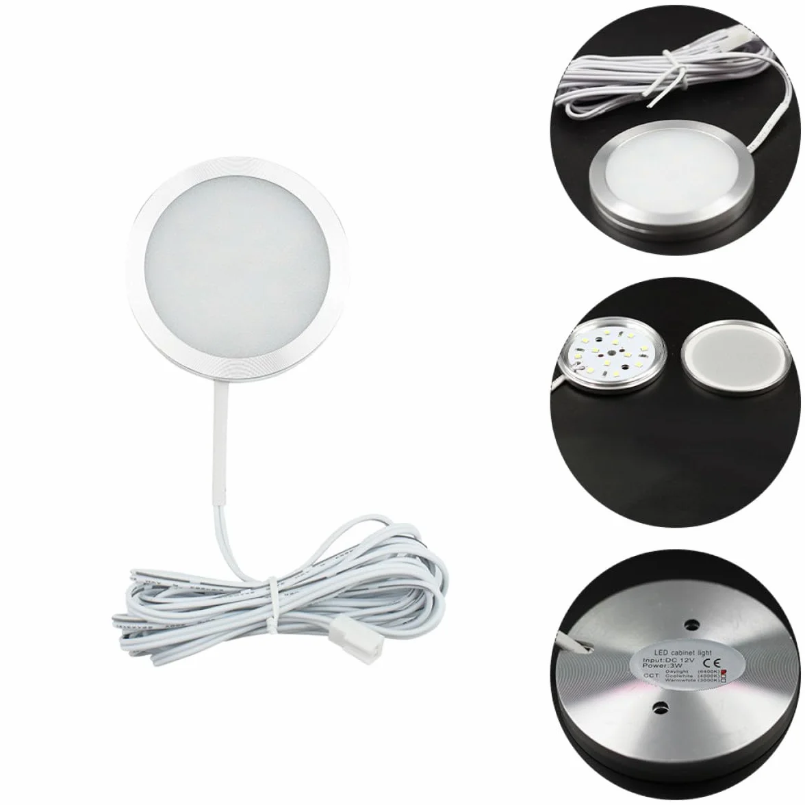 Lampada LED da Incasso 12V Rotonda 4 Pezzi per Camper Luce Soffitto Bianca Faretto LED Compatto Alluminio