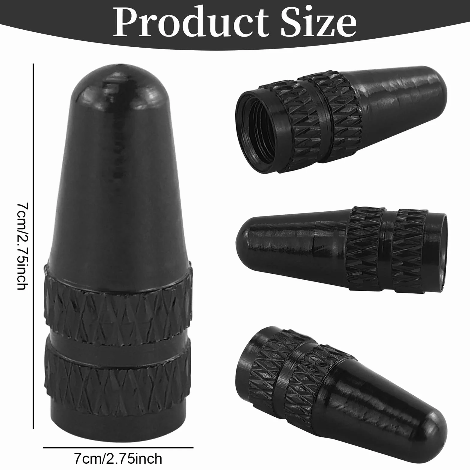Cappucci per valvole in alluminio, 5 x cappucci neri compatibili con Presta e valvola francese, tappi per valvole di pneumatici per biciclette, cappucci per valvole di pneumatici per biciclette, 5