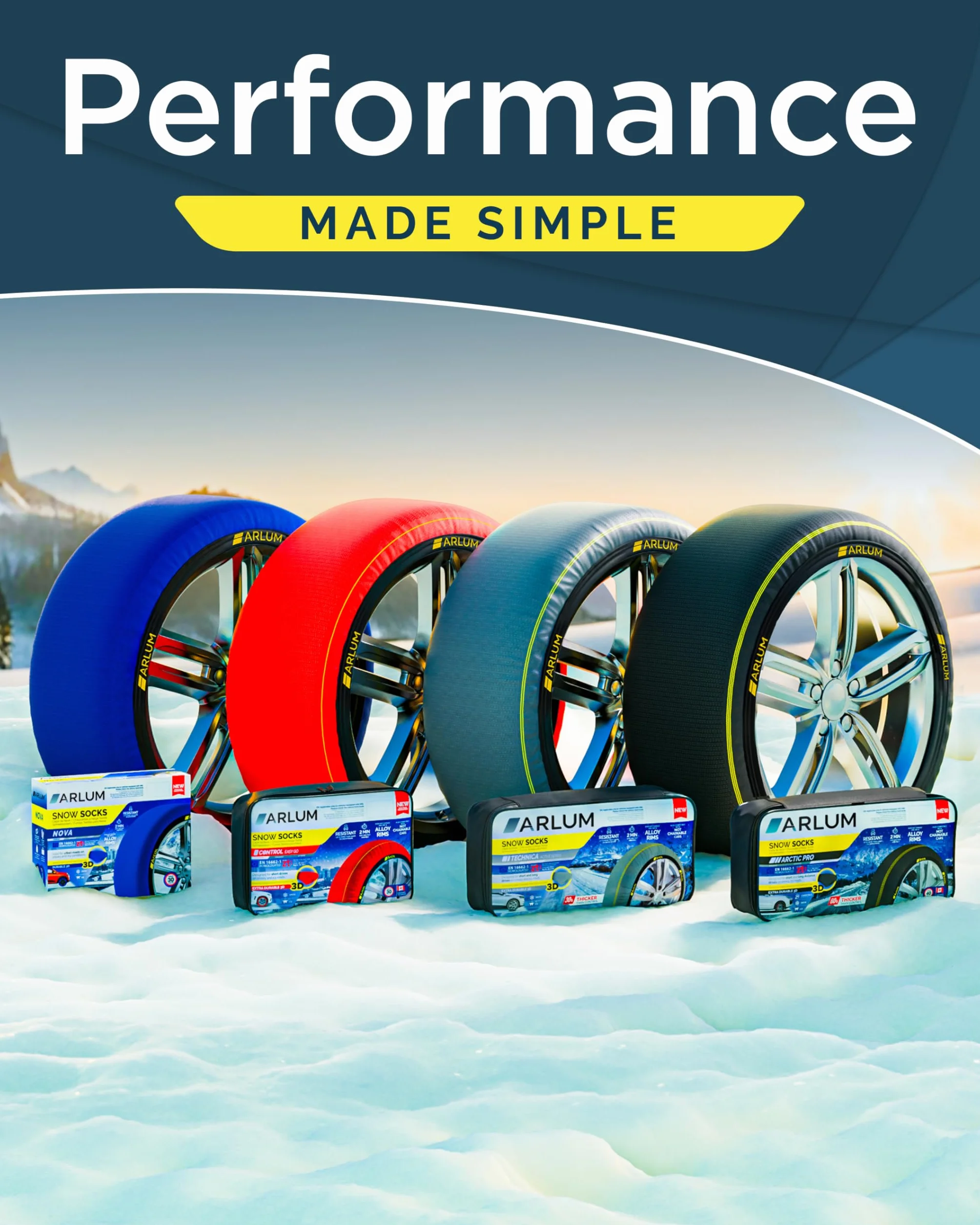 ARCOL Calze da Neve Omologate EN 16662-1 Catene da Neve in Tessuto XL