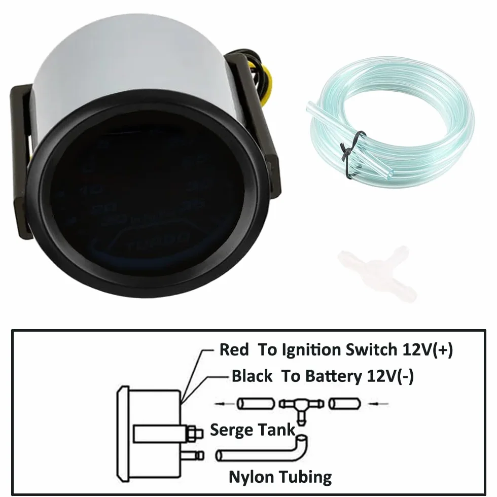 ETOPARS Universale Auto Turbo Boost Manometro 2 Pollici 52mm -1 to 2 Bar Indicatore Pressione Strumenti