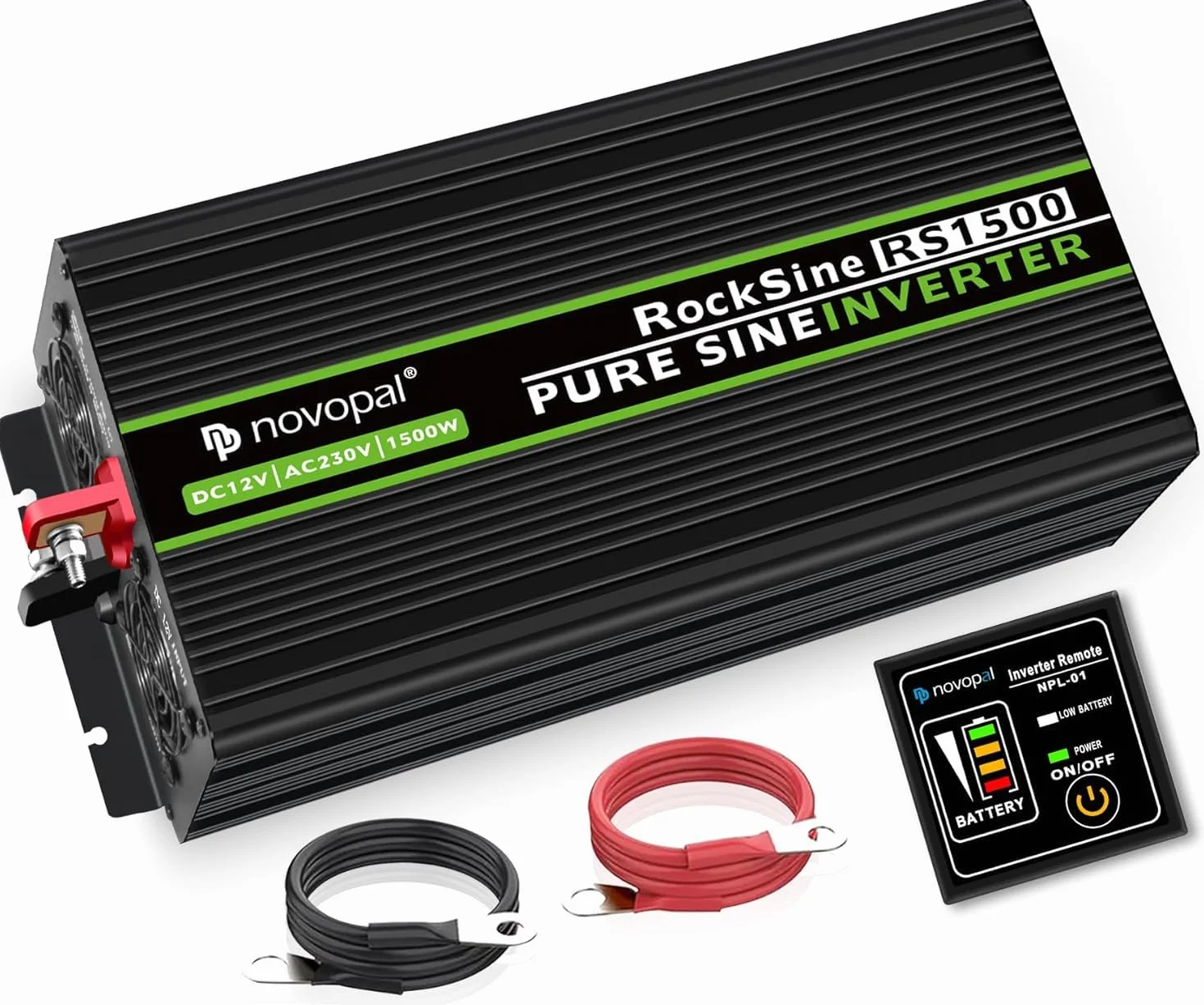 Novopal Inverter Onda Sinusoidale Pura 1500W DC 12V AC 220V 230V Convertitore di Tensione con Telecomando 5M