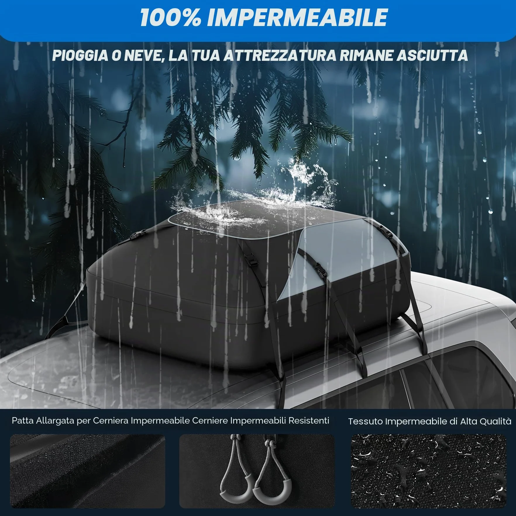 Huanyu Borsa da tetto per auto 20 piedi cubi/550L Box da tetto per auto Tenda da tetto impermeabile per veicoli Tenda da tetto per veicoli con o senza portapacchi per auto Portabagagli da tetto