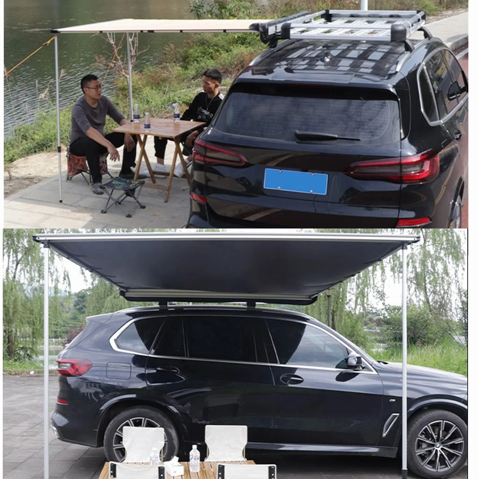 Tenda da Tetto Auto, Tenda da Sole Retrattile UV50+ Impermeabile, Tendalino Laterale/Posteriore per Camion SUV Furgoni Camper da Campeggio Escursione Viaggio (Size 180x250cm/5.9x8.2ft)